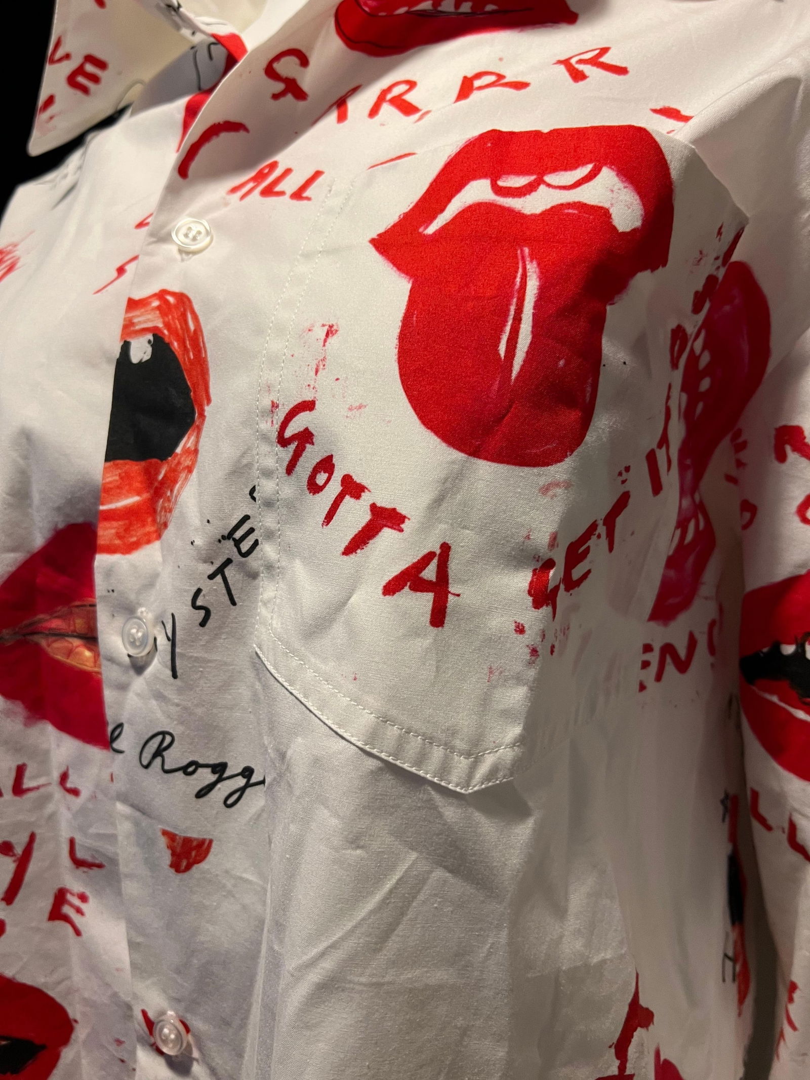 Meryll Rogge White and Red Button Down Shirt, Size 38 - 12