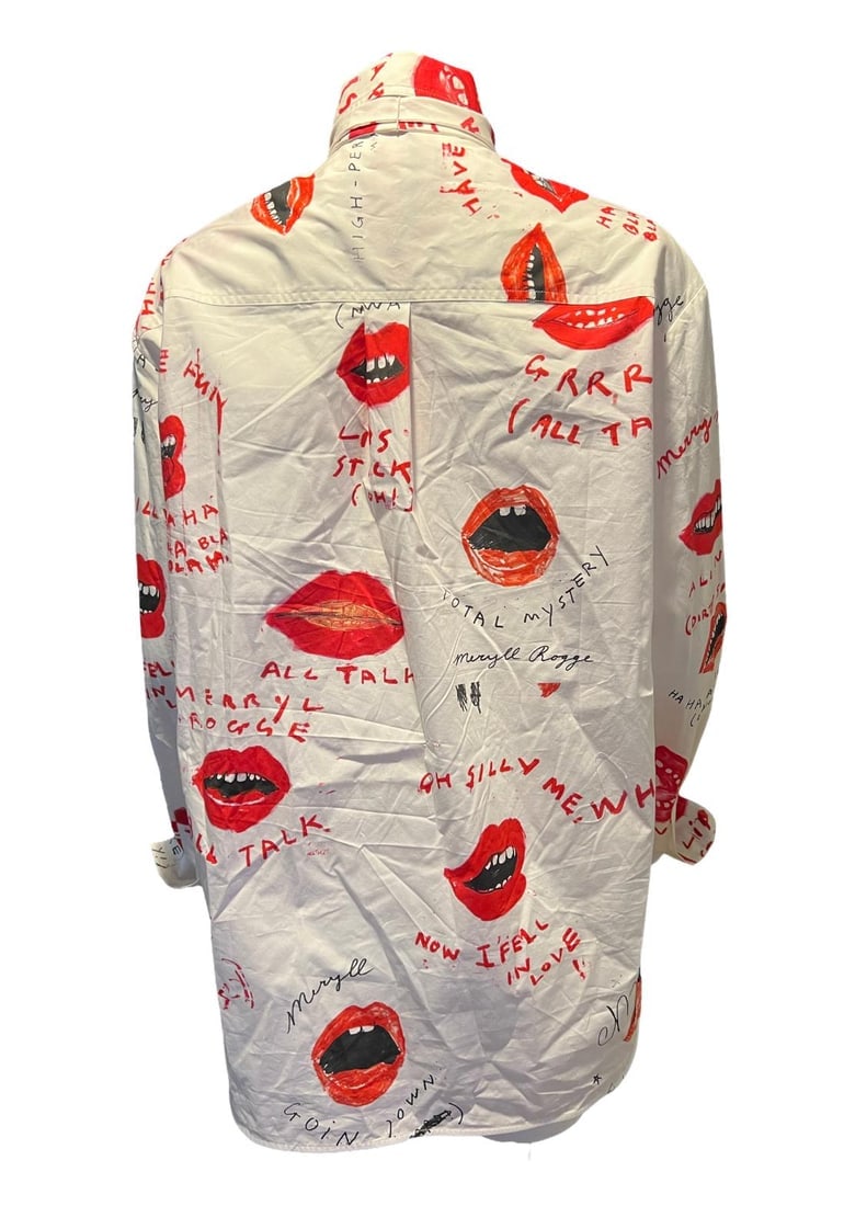 Meryll Rogge White and Red Button Down Shirt, Size 38 - 9
