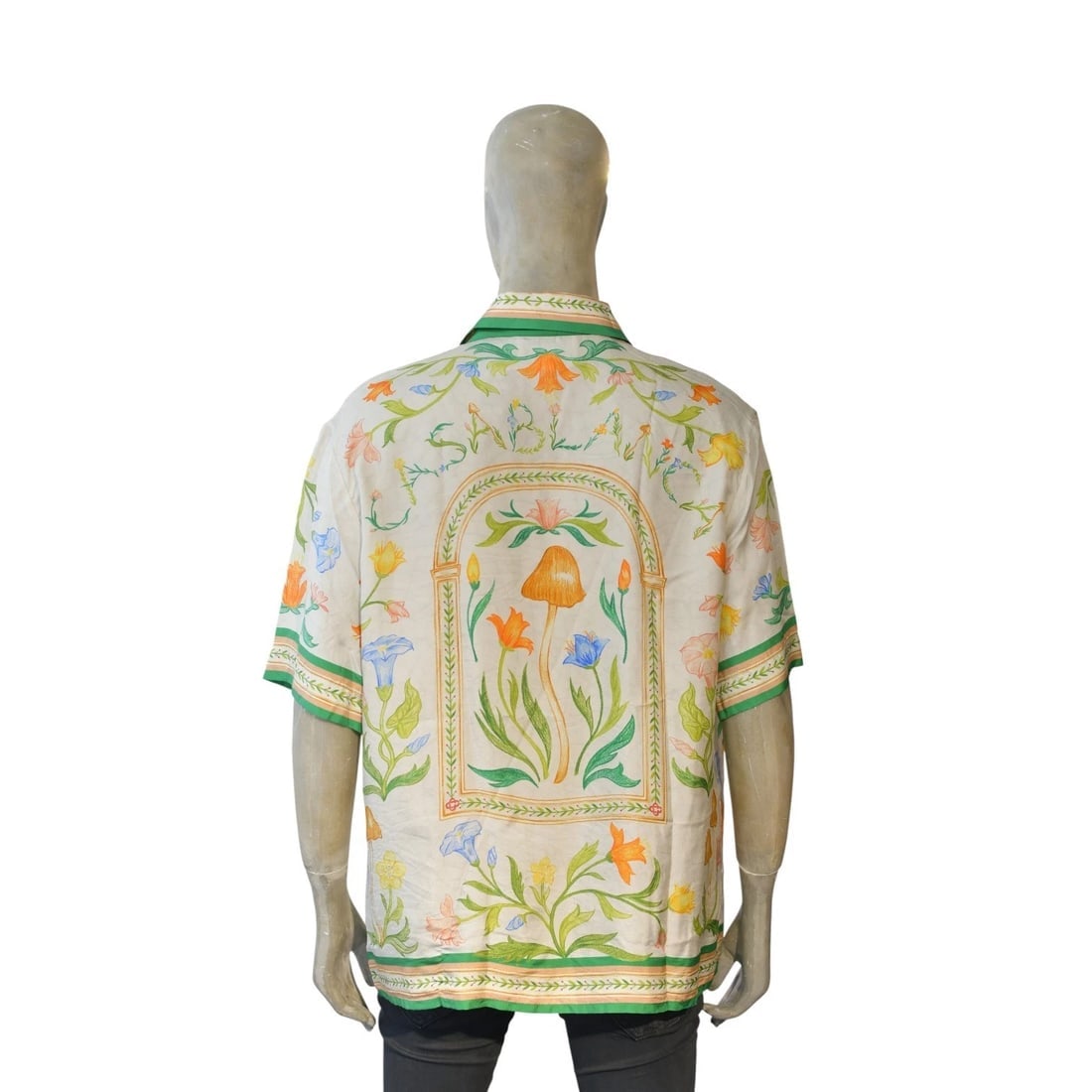 Casablanca Tennis Club Floral Silk Shirt L Made in Italy Short Sleeve Botanical - 2