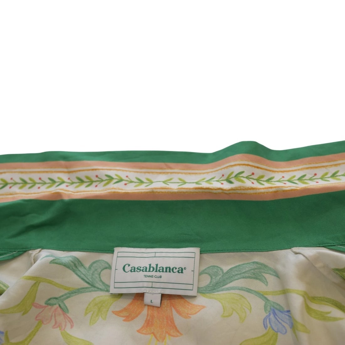 Casablanca Tennis Club Floral Silk Shirt L Made in Italy Short Sleeve Botanical - 3