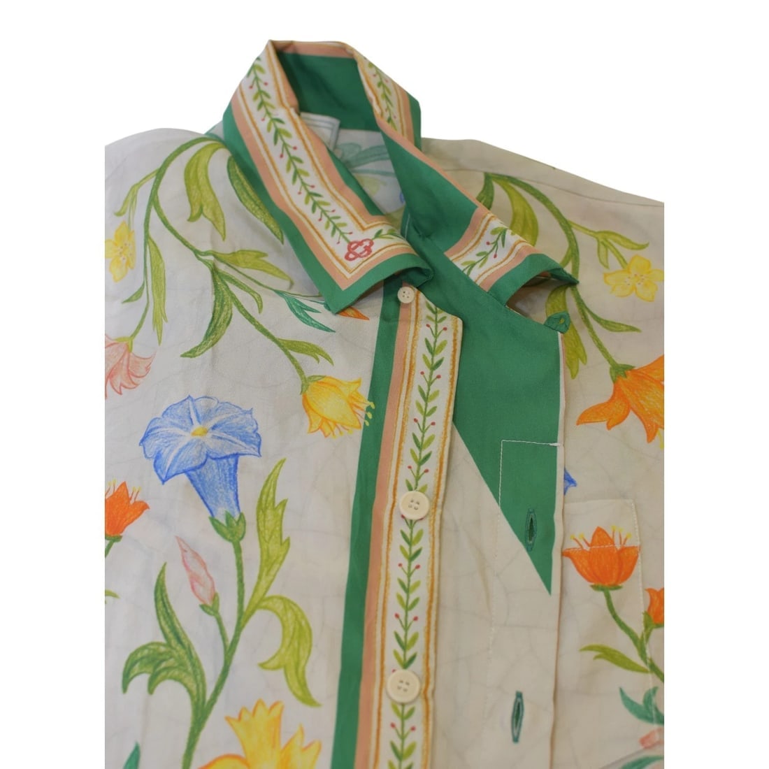 Casablanca Tennis Club Floral Silk Shirt L Made in Italy Short Sleeve Botanical - 4