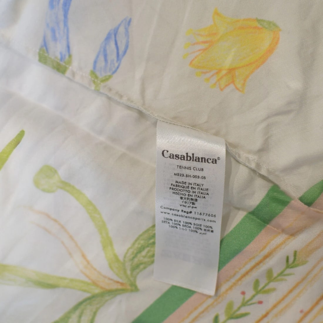 Casablanca Tennis Club Floral Silk Shirt L Made in Italy Short Sleeve Botanical - 6