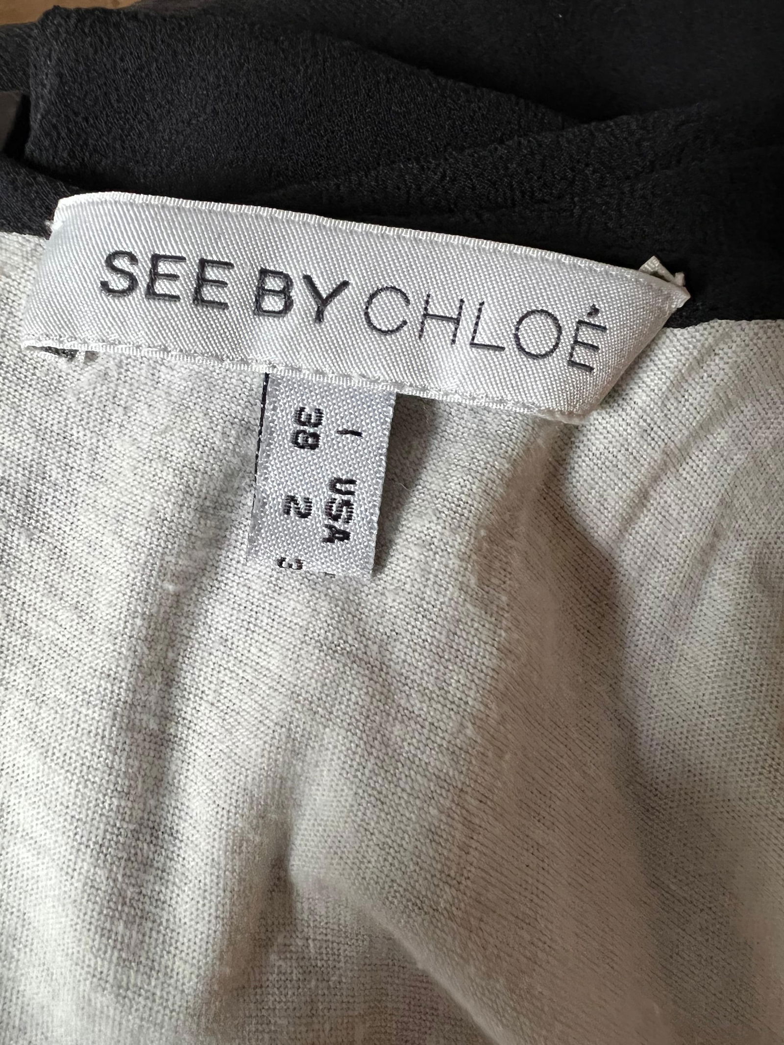 See by Chloe Black and White Silk Tunic Dres, Size 2 - 6