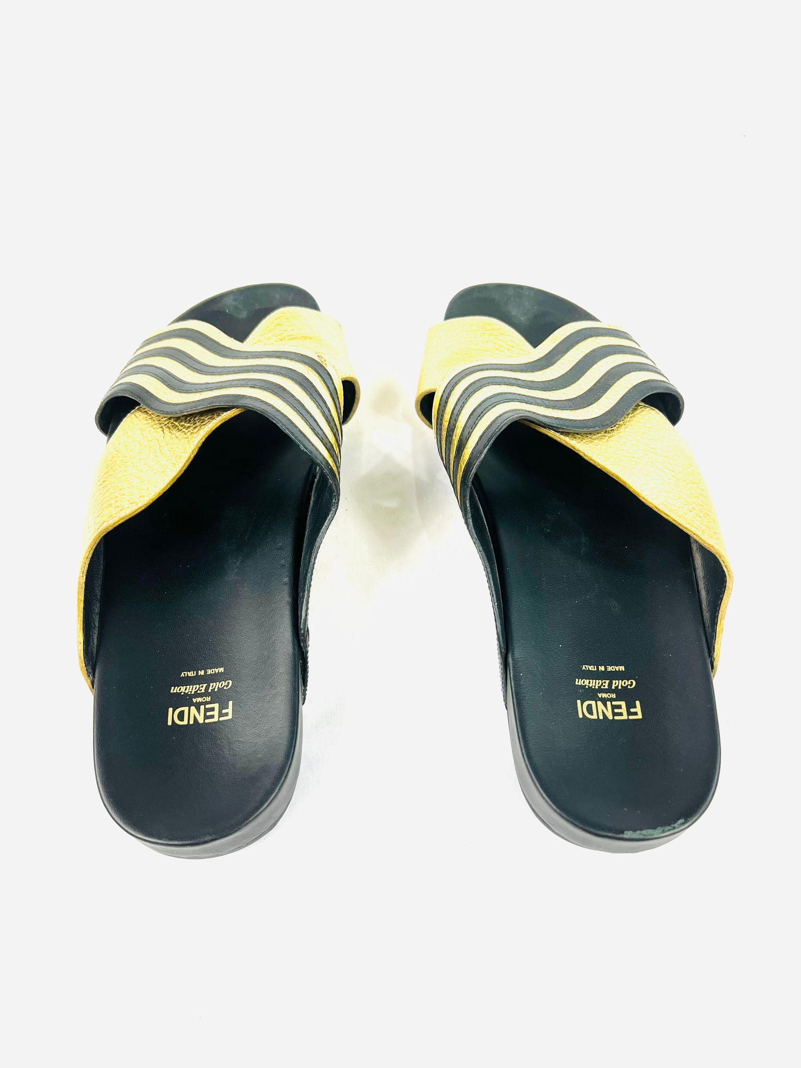 Fendi Gold Edition Leather Flat Sandals, Size 38.5 - 3