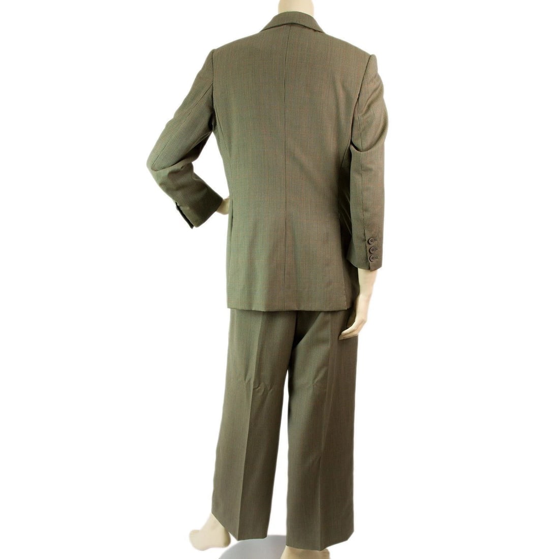 Tailor Made khaki Green Checked Jacket Blazer Pants Trousers Suit - 3