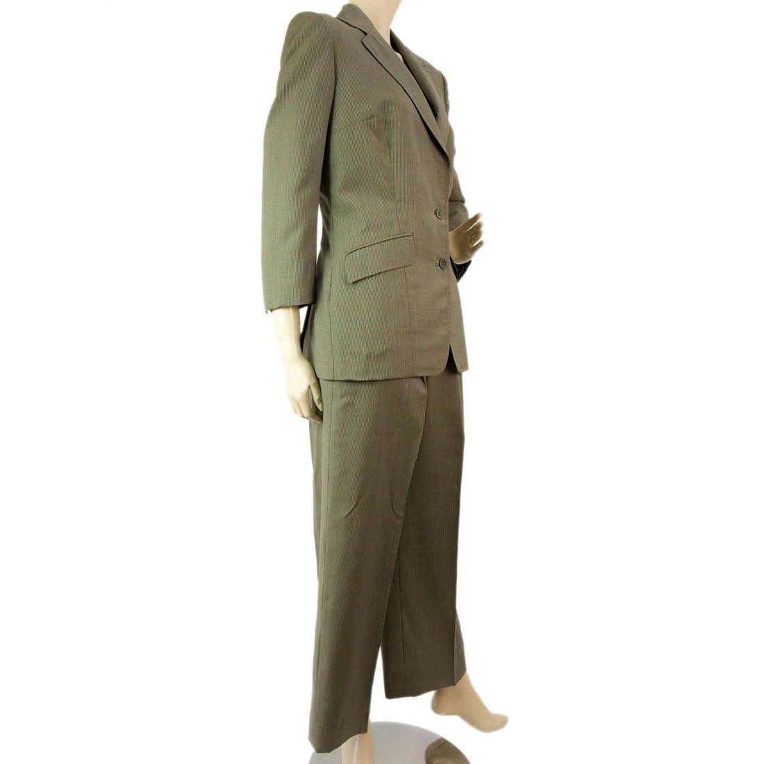 Tailor Made khaki Green Checked Jacket Blazer Pants Trousers Suit - 4