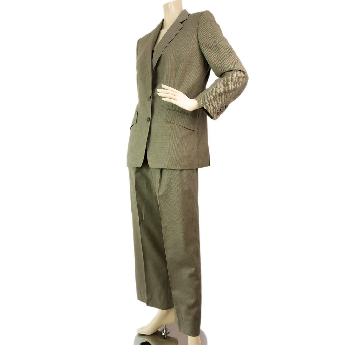 Tailor Made khaki Green Checked Jacket Blazer Pants Trousers Suit - 5