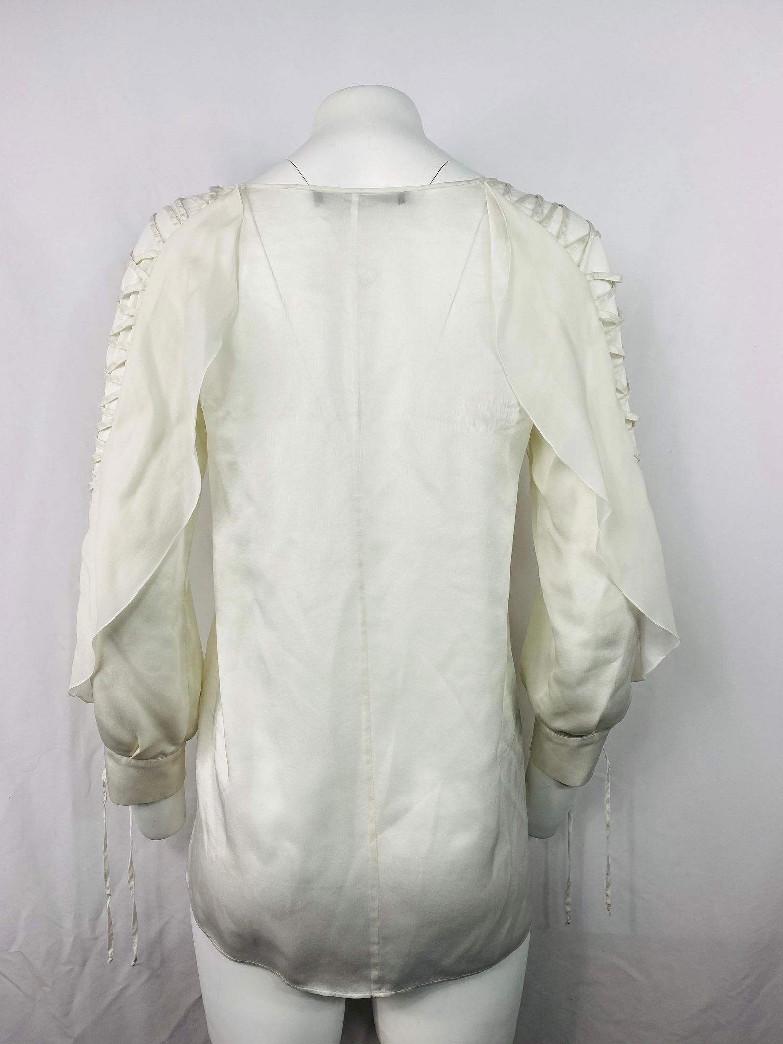Givenchy White Silk Long Sleeves Blouse Top - 11