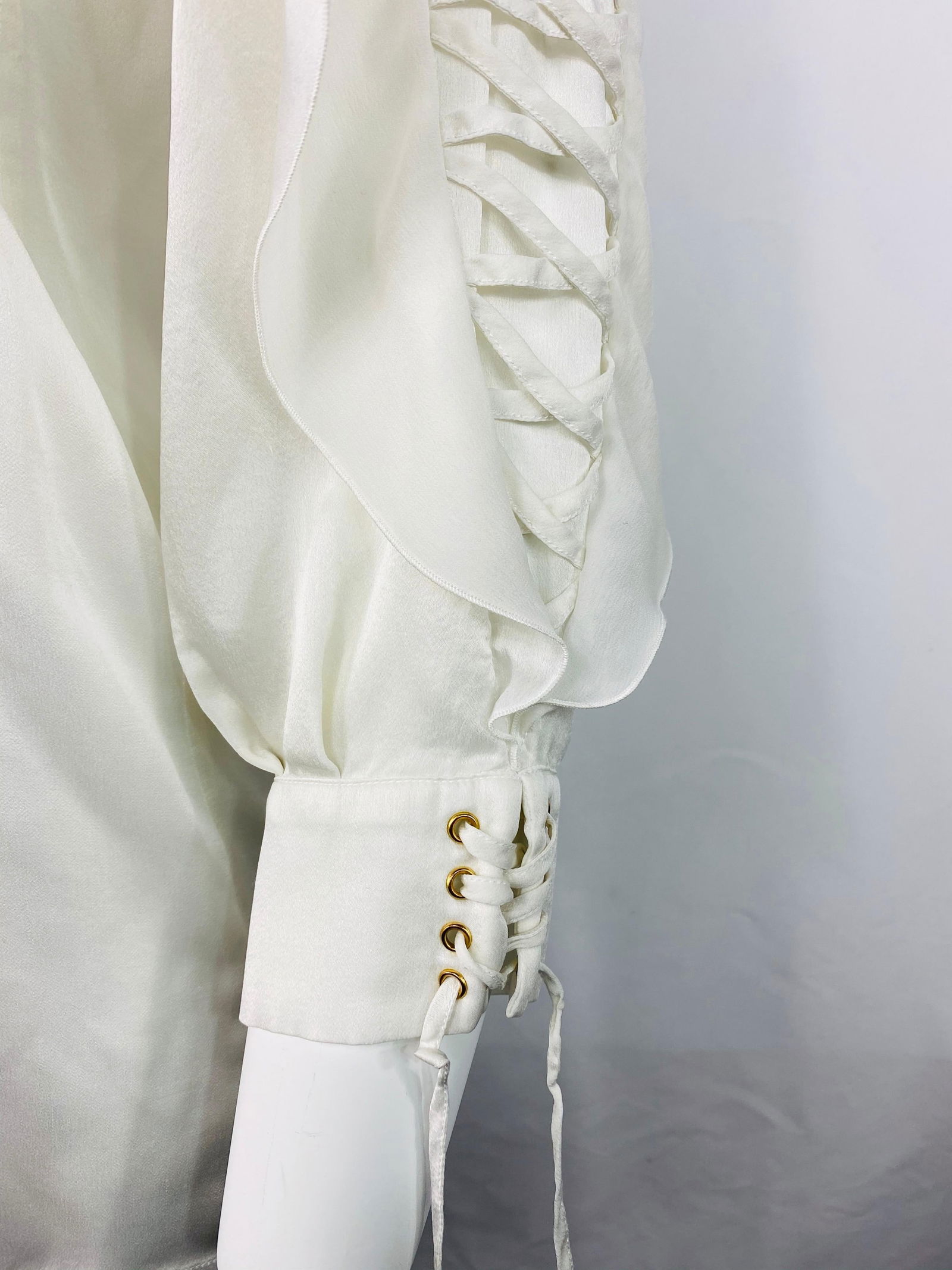 Givenchy White Silk Long Sleeves Blouse Top - 12