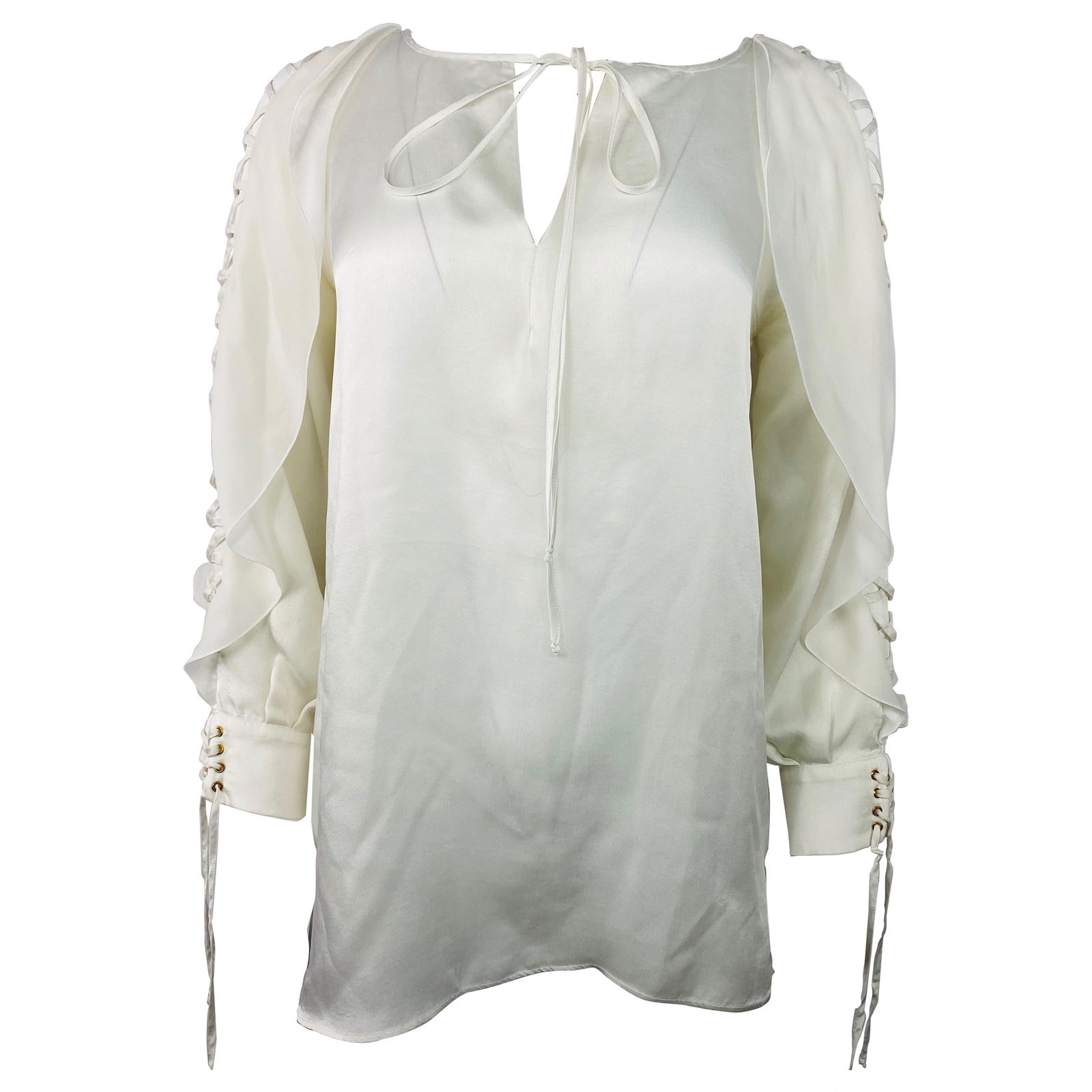 Givenchy White Silk Long Sleeves Blouse Top - 18