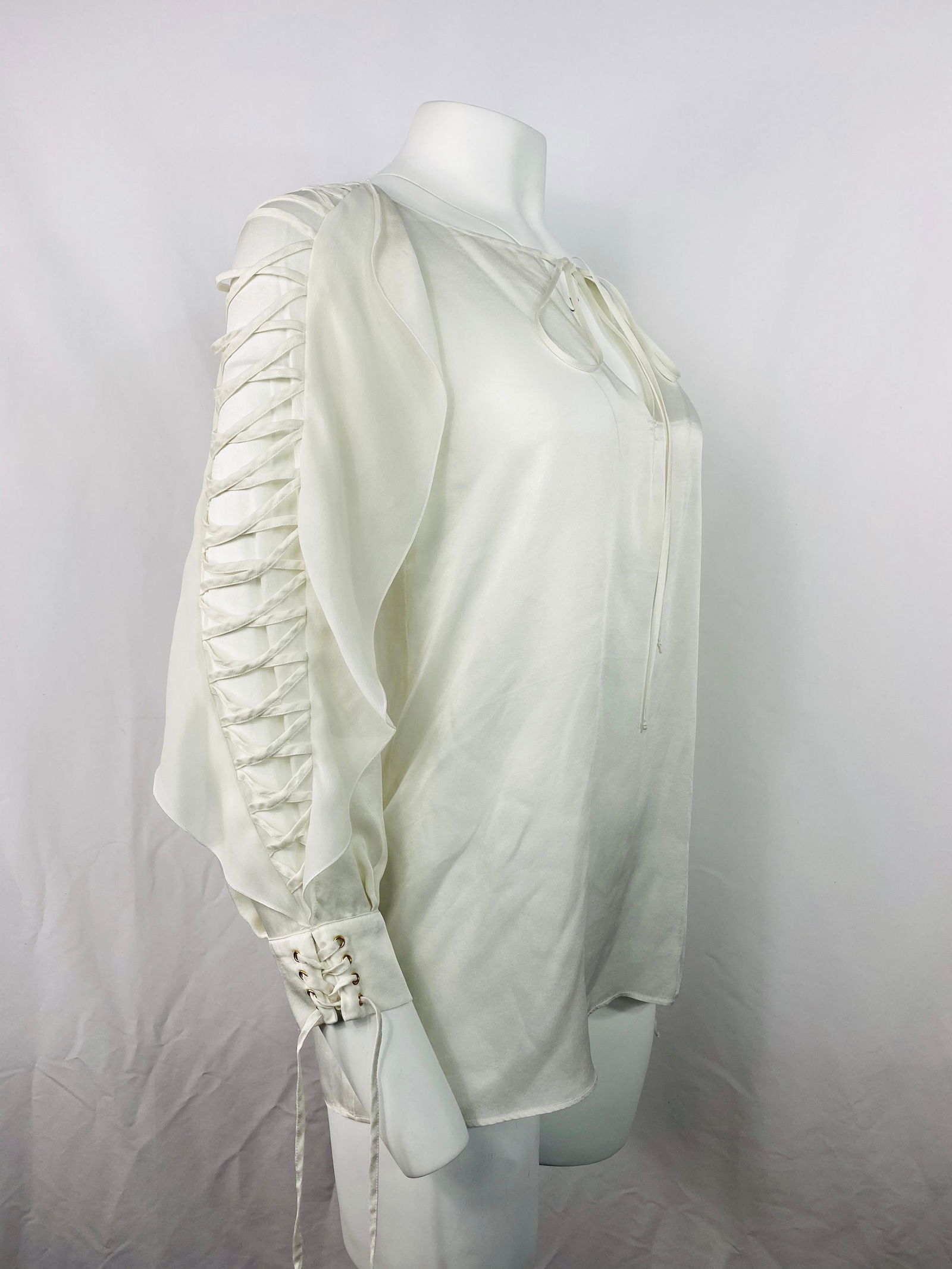 Givenchy White Silk Long Sleeves Blouse Top - 19