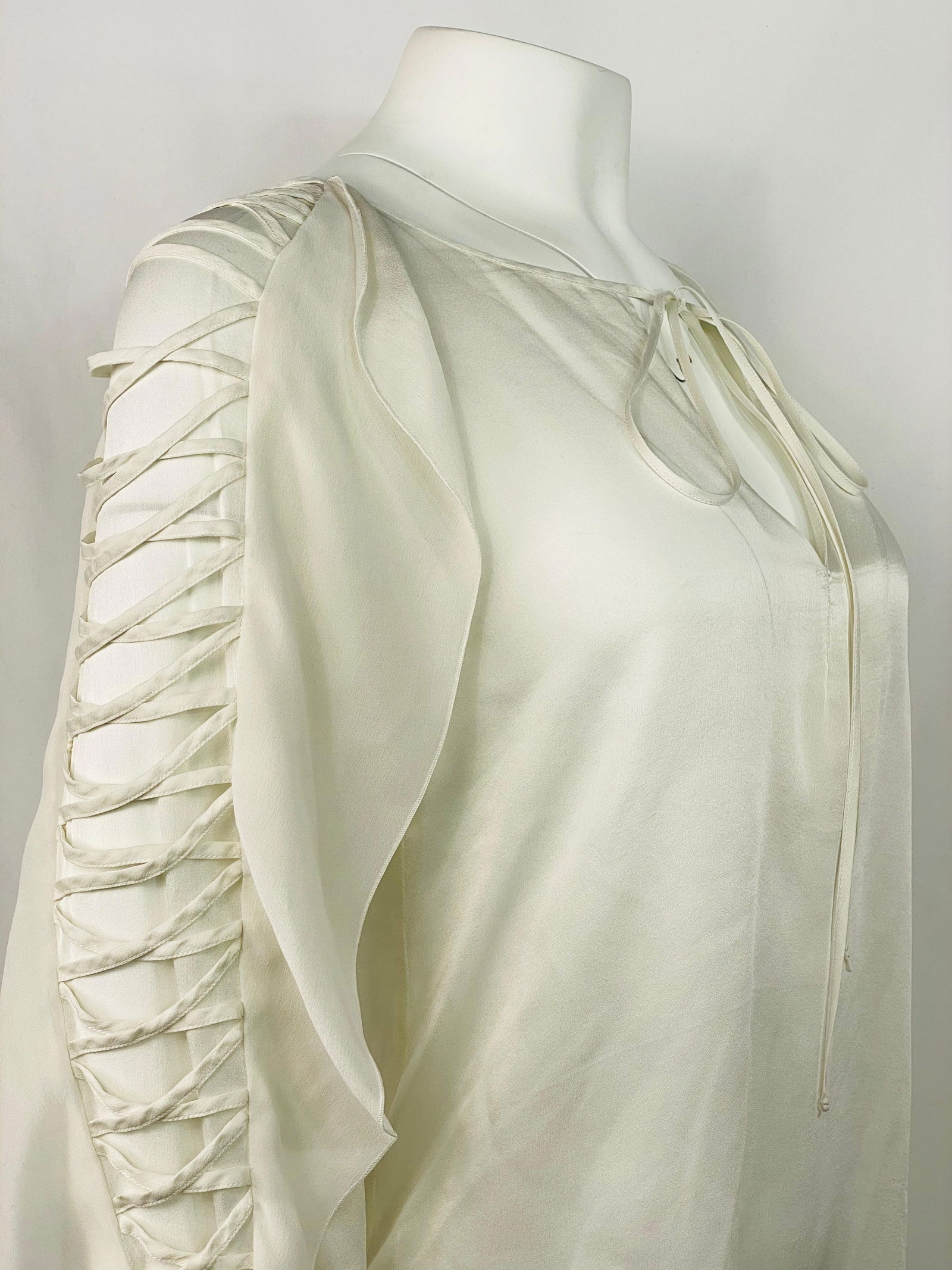 Givenchy White Silk Long Sleeves Blouse Top - 20