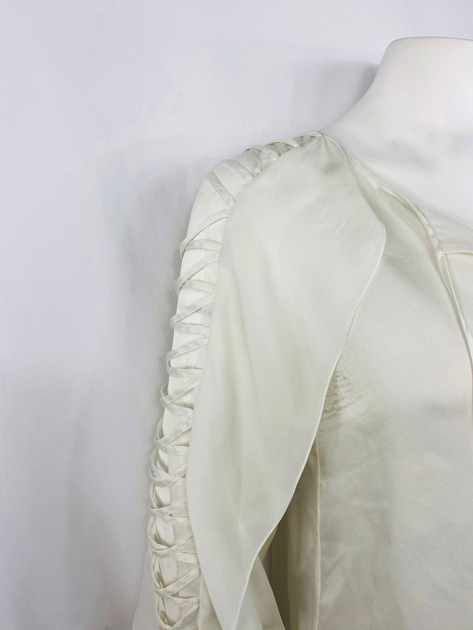 Givenchy White Silk Long Sleeves Blouse Top - 4