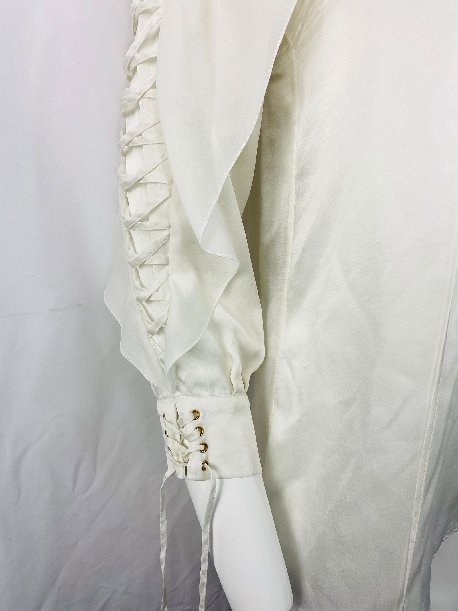 Givenchy White Silk Long Sleeves Blouse Top - 5