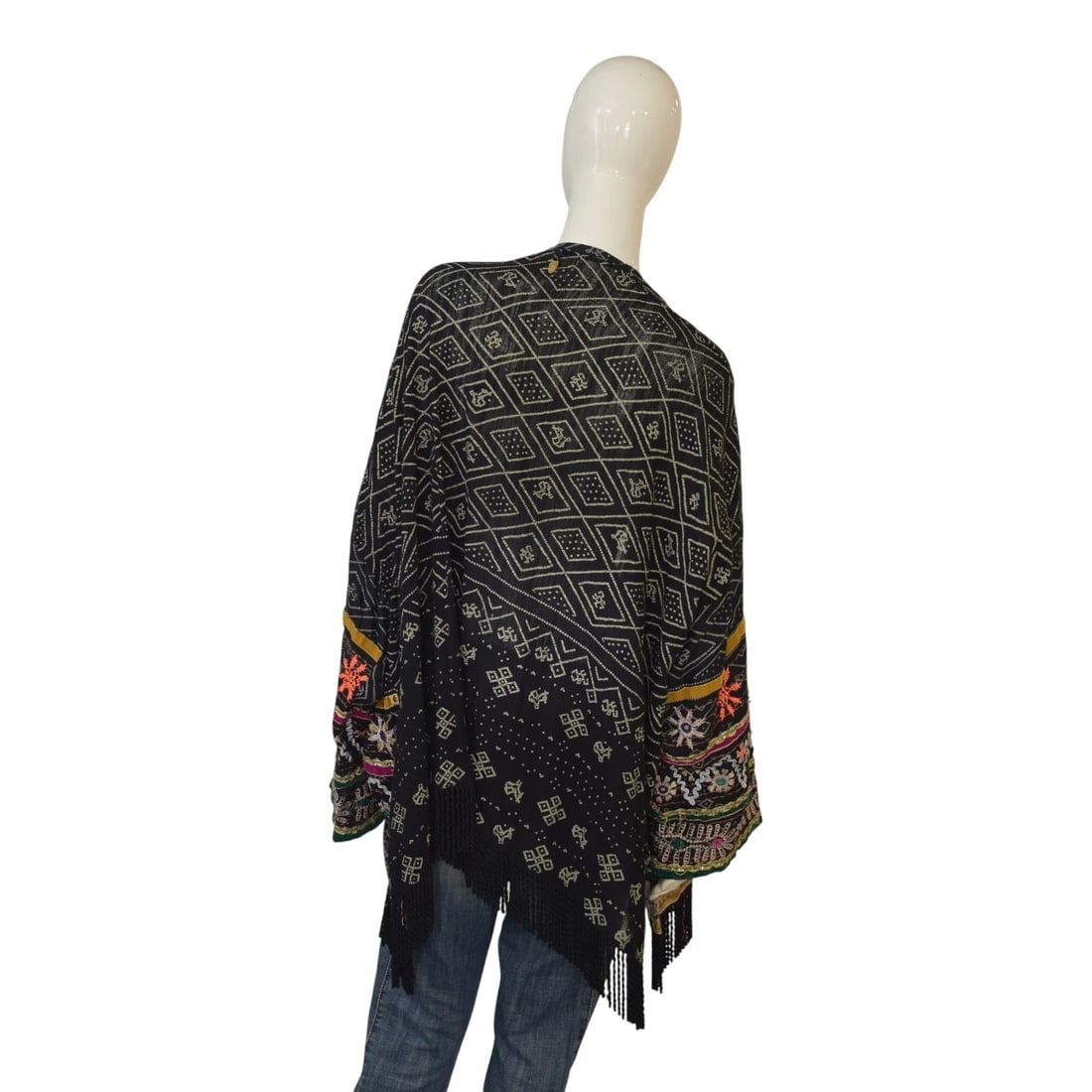 Ruby Yaya Embroidered Boho Kimono Black Jacket – One Size – 100% Cotton - 2