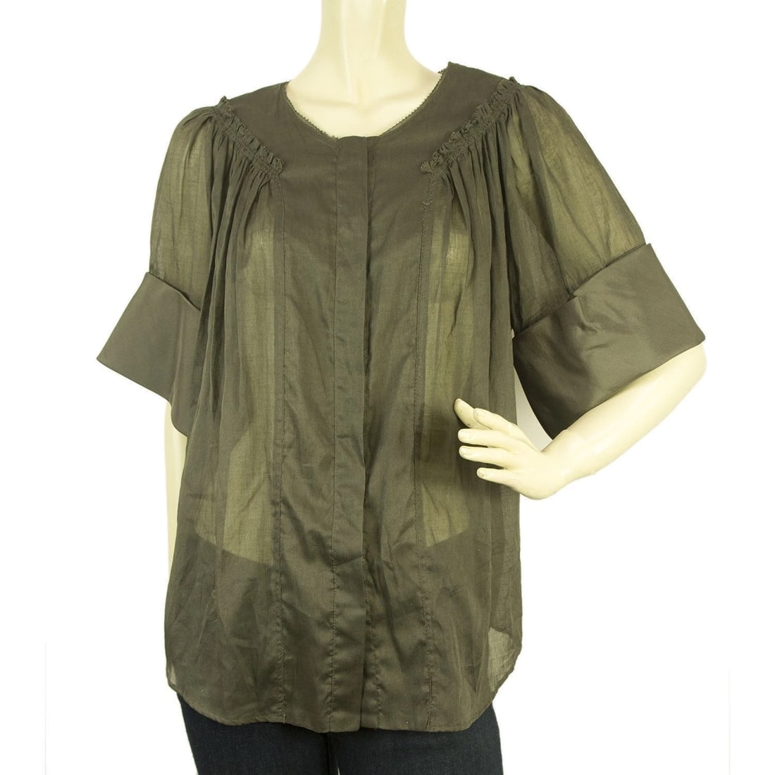 Gianfranco Ferre Gray See-through Silk Cotton Shirt Top Blouse size 40: Title:Gianfranco Ferre Gray See-through Silk Cotton Shirt Top Blouse size 40Description:Gianfranco Ferre Gray See-through Blouse size 40 Add unique style to your outfit with this amazing top from