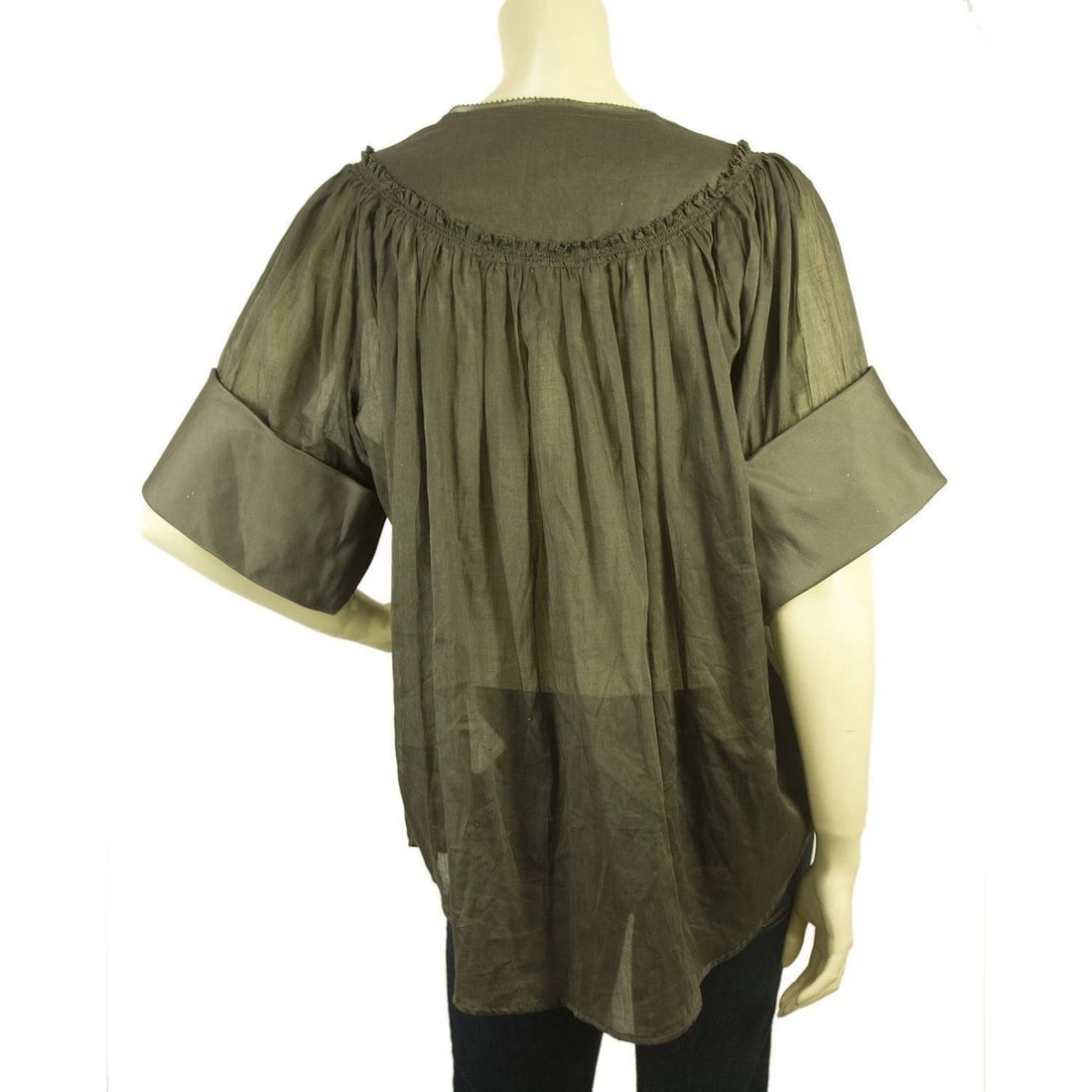 Gianfranco Ferre Gray See-through Silk Cotton Shirt Top Blouse size 40 - 2
