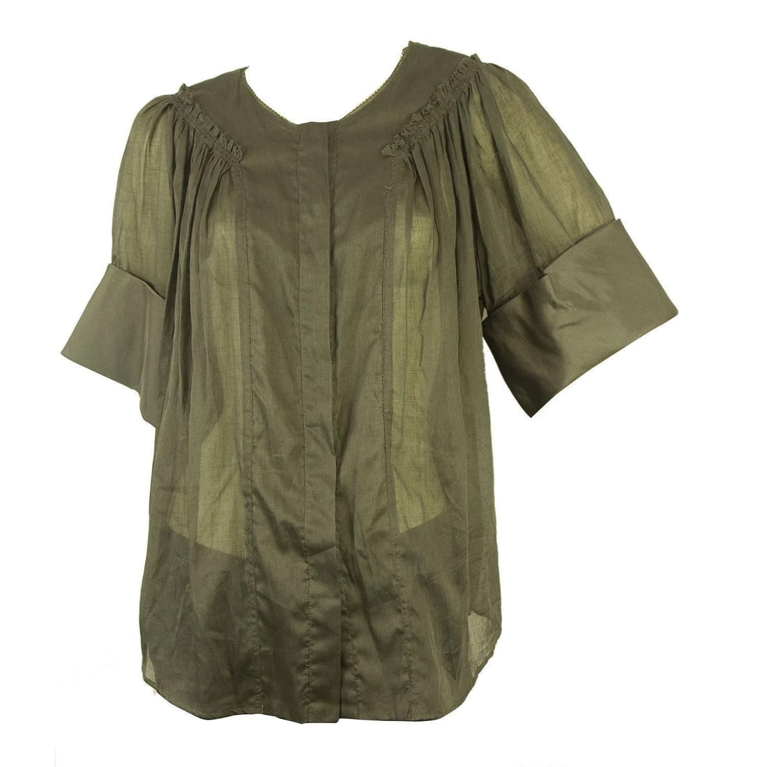 Gianfranco Ferre Gray See-through Silk Cotton Shirt Top Blouse size 40 - 6