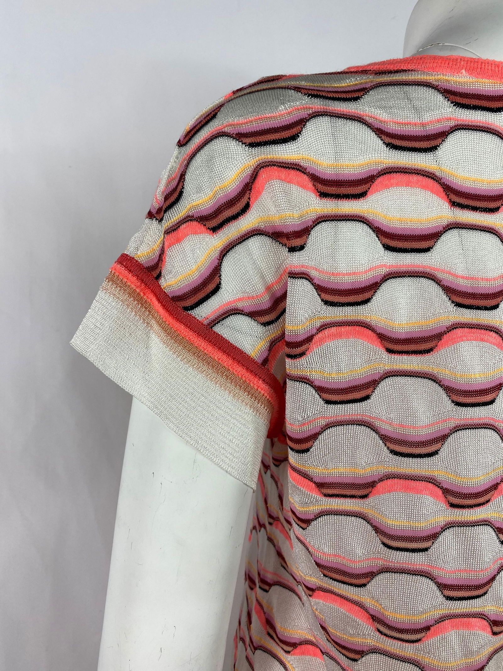 Vintage Missoni White and Orange T- Shirt Top - 3