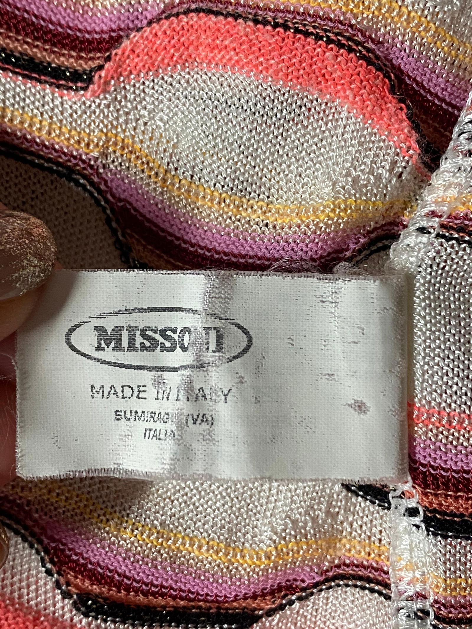 Vintage Missoni White and Orange T- Shirt Top - 5