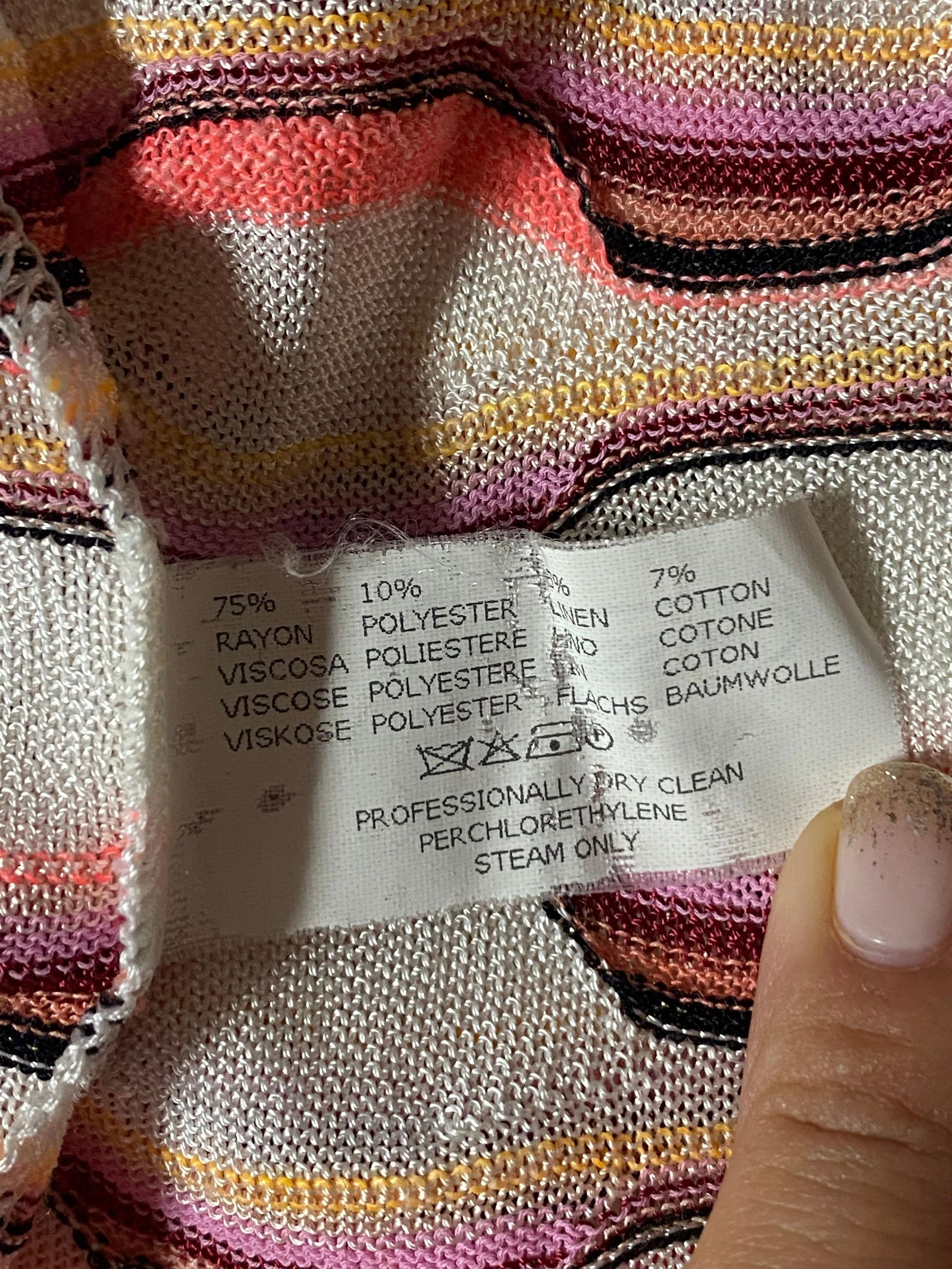 Vintage Missoni White and Orange T- Shirt Top - 6