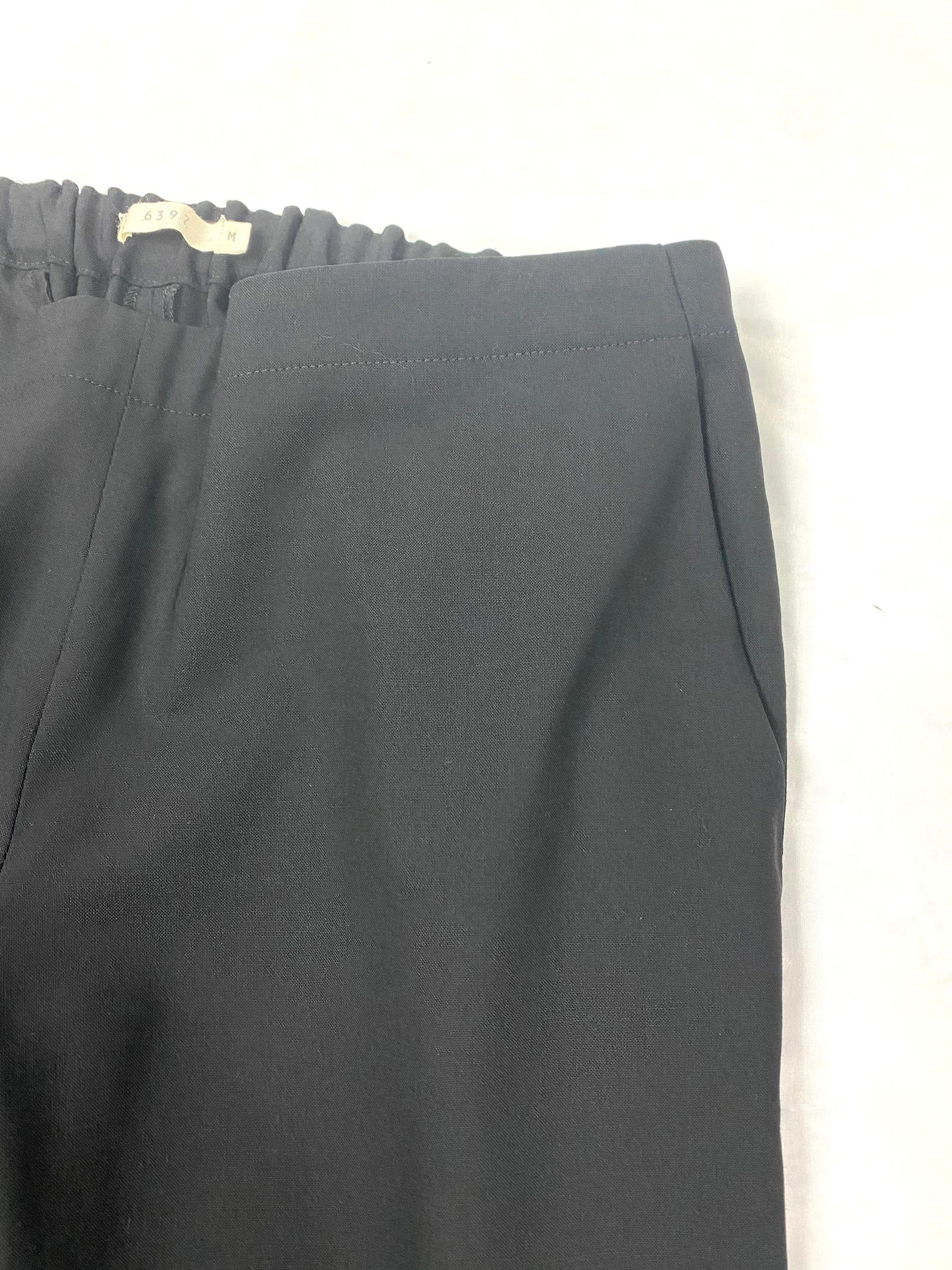 6397 Black Wool Trousers Pants, Size Medium - 2