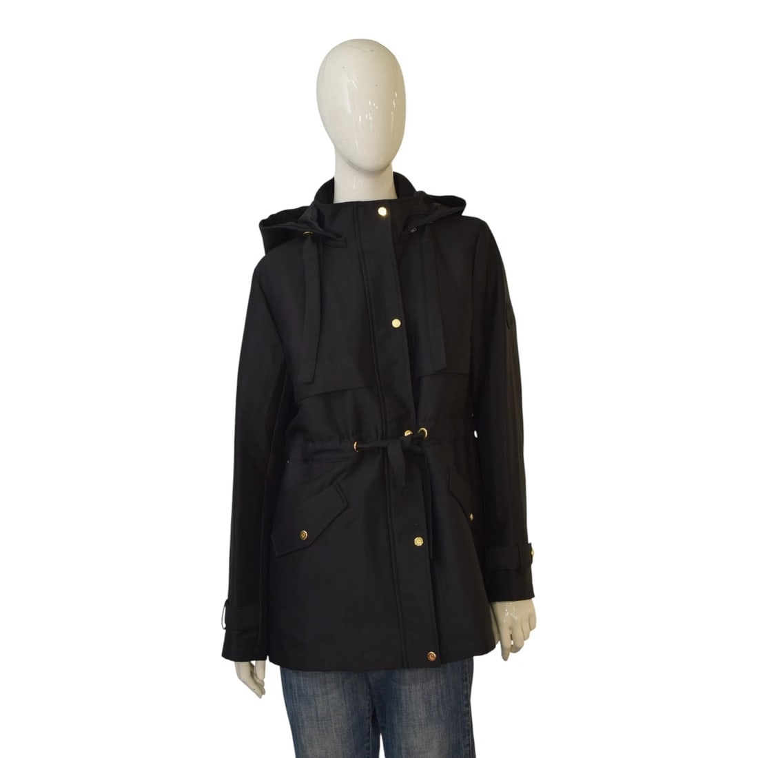 Ralph Lauren Black Hooded Parka Jacket Gold Hardware Size M Lauren series Belted: Title:Ralph Lauren Black Hooded Parka Jacket Gold Hardware Size M Lauren series BeltedDescription:Moschino Cheap & Chic Multicolored Floral Three Button Blazer Cotton Jacket 46 Ralph Lauren Black