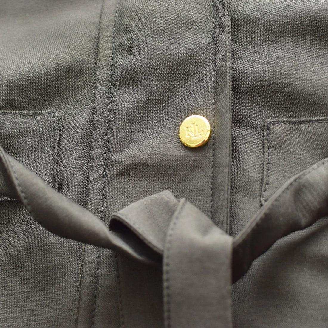 Ralph Lauren Black Hooded Parka Jacket Gold Hardware Size M Lauren series Belted - 5