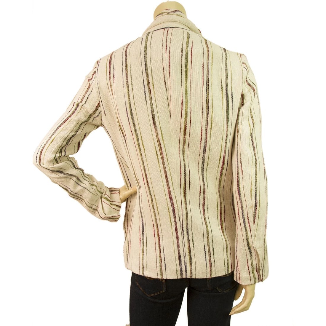 Maje Off White Ecru Striped single button Cotton Summer Blazer jacket size 36 - 3