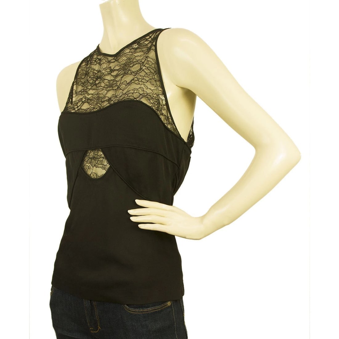 NEW Robert Rodriguez Black Floral Lace Silk Sleeveless Top Blouse Back Zipper 6 - 3