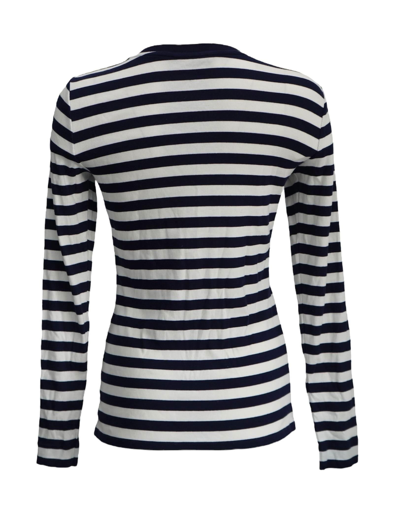 Ralph Lauren Navy & White Striped Long Sleeve Top - 18
