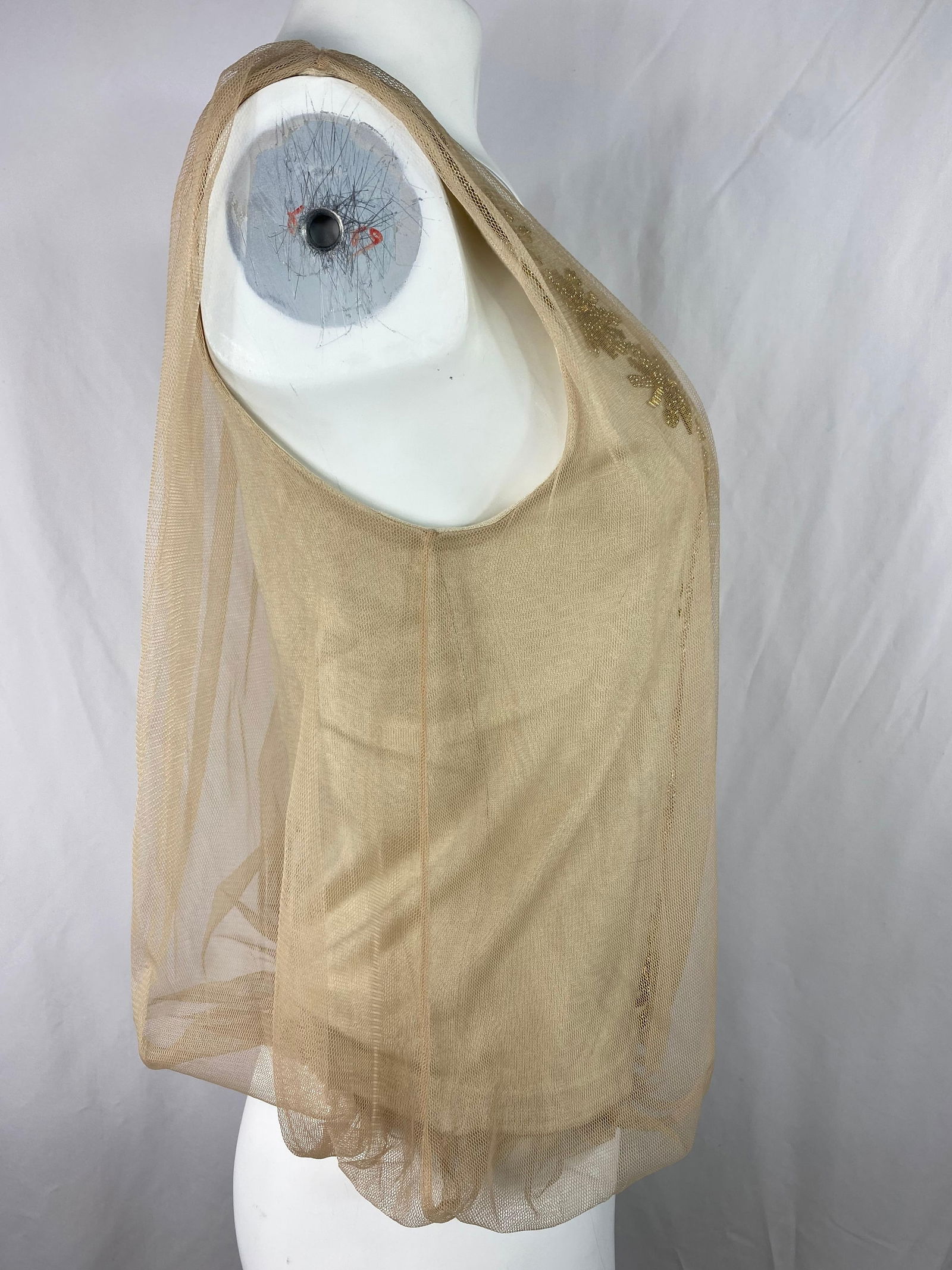 3.1 Phillip Lim Beige Knit and Tulle Vest Blouse Top, Size Small - 10