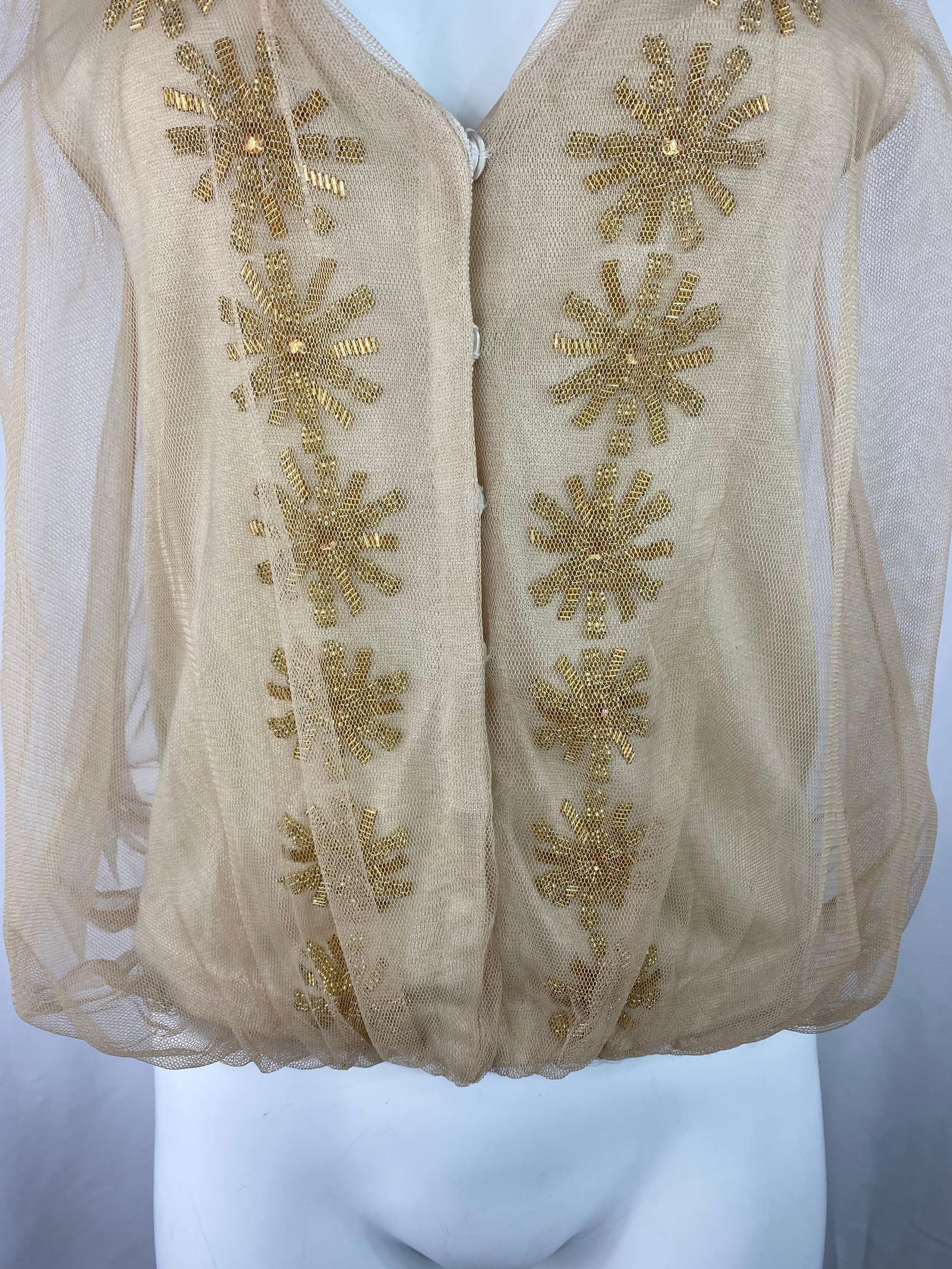 3.1 Phillip Lim Beige Knit and Tulle Vest Blouse Top, Size Small - 18