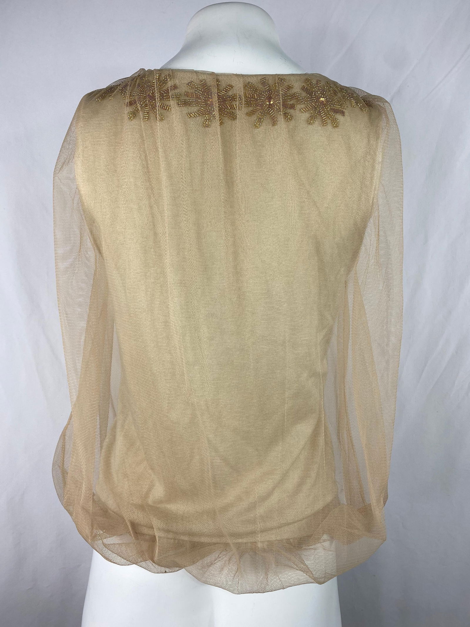 3.1 Phillip Lim Beige Knit and Tulle Vest Blouse Top, Size Small - 20