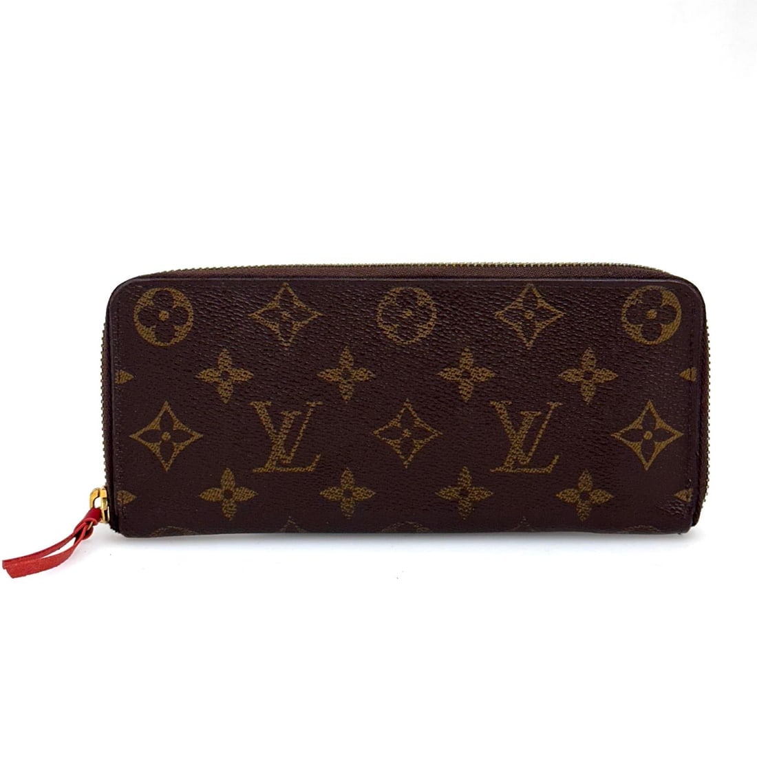 LOUIS VUITTON Zippé Clémence wallet in Monogram canvas and orange: Title:LOUIS VUITTON Zippé Clémence wallet in Monogram canvas and orangeMaterials:Coated canvasDimensions:Dimensions: L 19cm × H 8cm × D 2cmDescription:(6289B171). Louis Vuitton