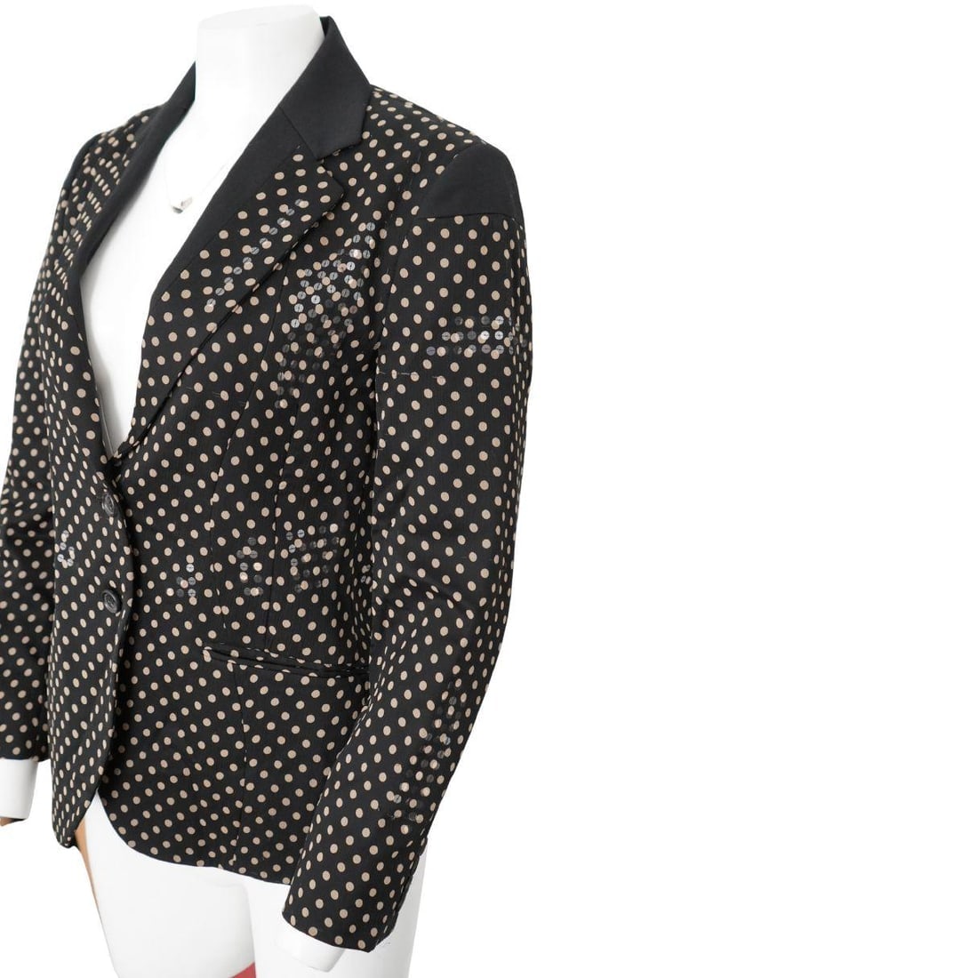 Issey Miyake Wool Silk Polka Dot Sequins Black Blazer sz 4 - 10