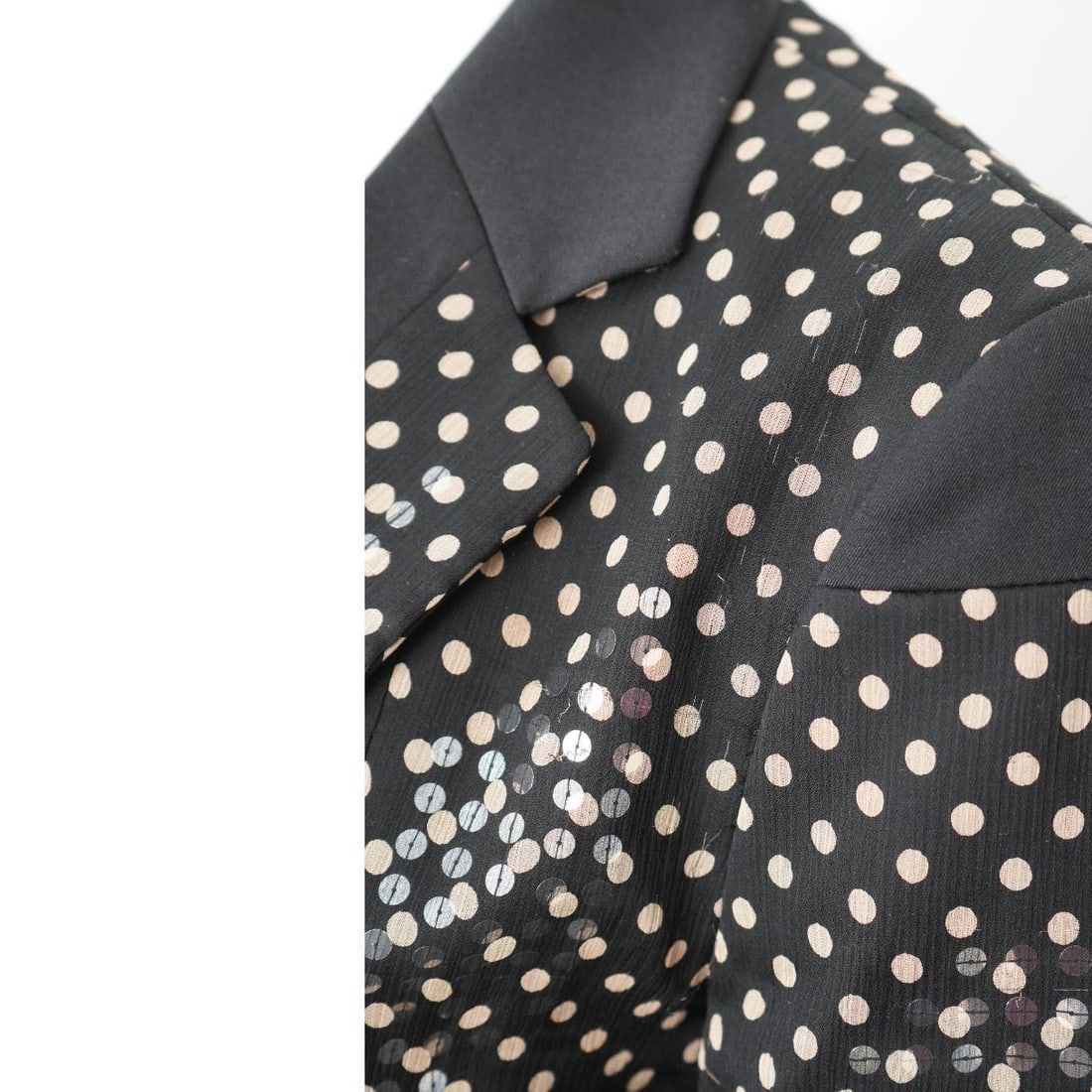 Issey Miyake Wool Silk Polka Dot Sequins Black Blazer sz 4 - 11