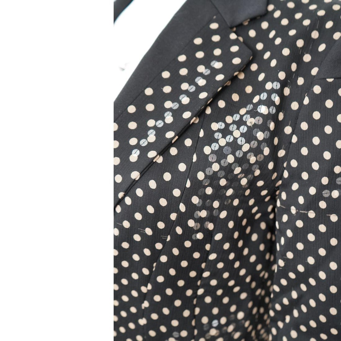 Issey Miyake Wool Silk Polka Dot Sequins Black Blazer sz 4 - 12