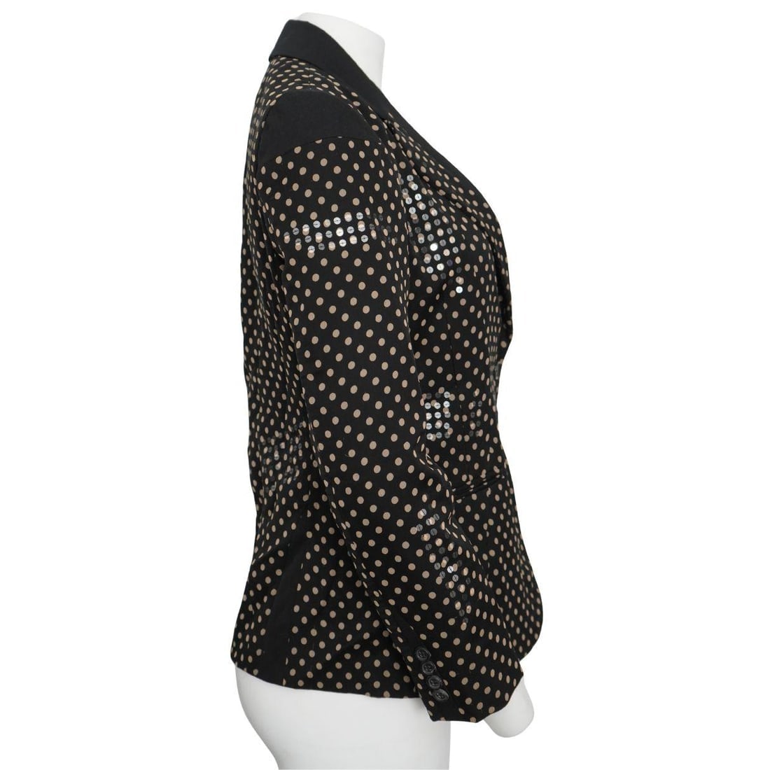 Issey Miyake Wool Silk Polka Dot Sequins Black Blazer sz 4 - 14