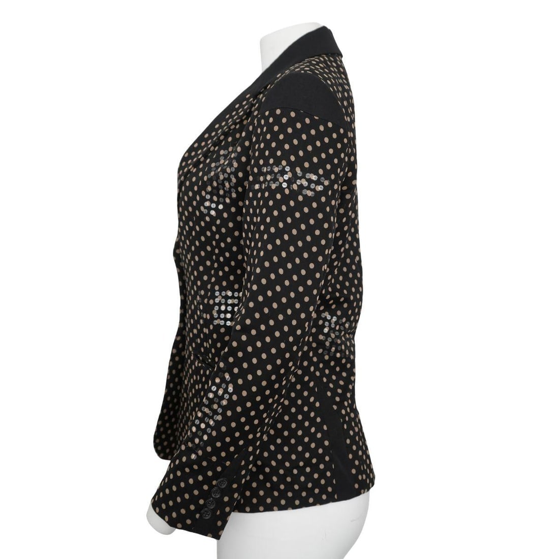 Issey Miyake Wool Silk Polka Dot Sequins Black Blazer sz 4 - 17
