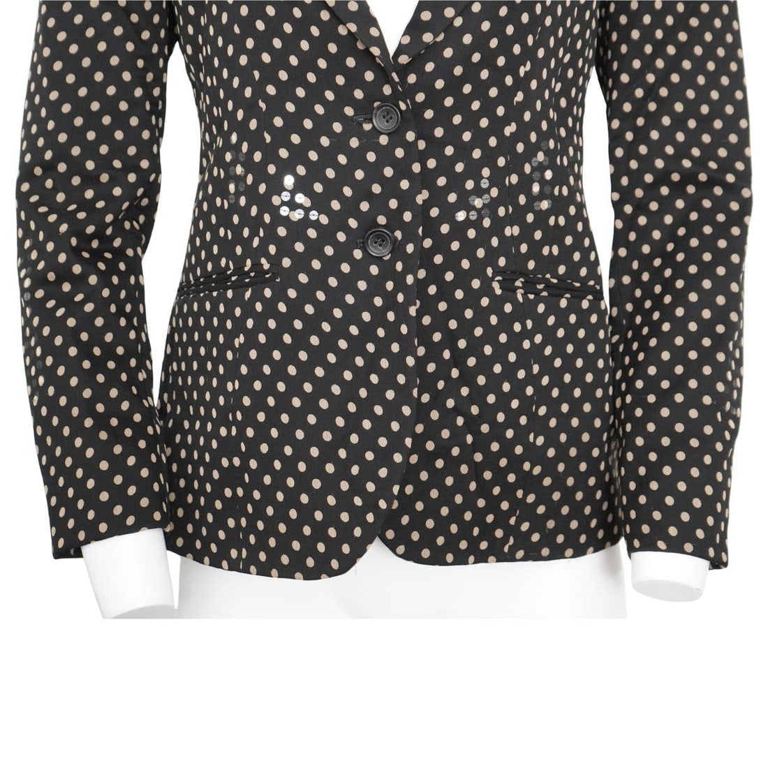 Issey Miyake Wool Silk Polka Dot Sequins Black Blazer sz 4 - 8