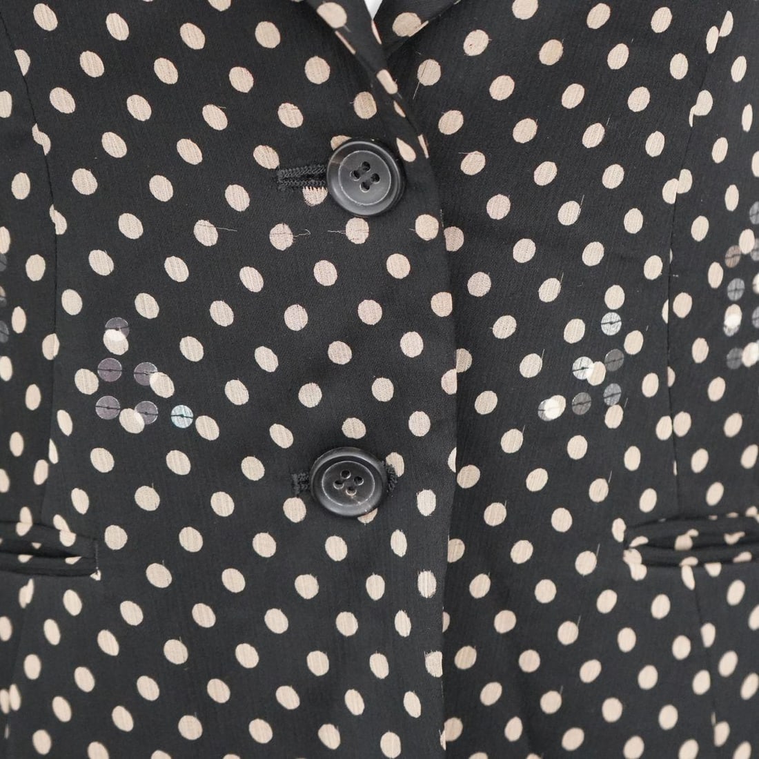 Issey Miyake Wool Silk Polka Dot Sequins Black Blazer sz 4 - 9