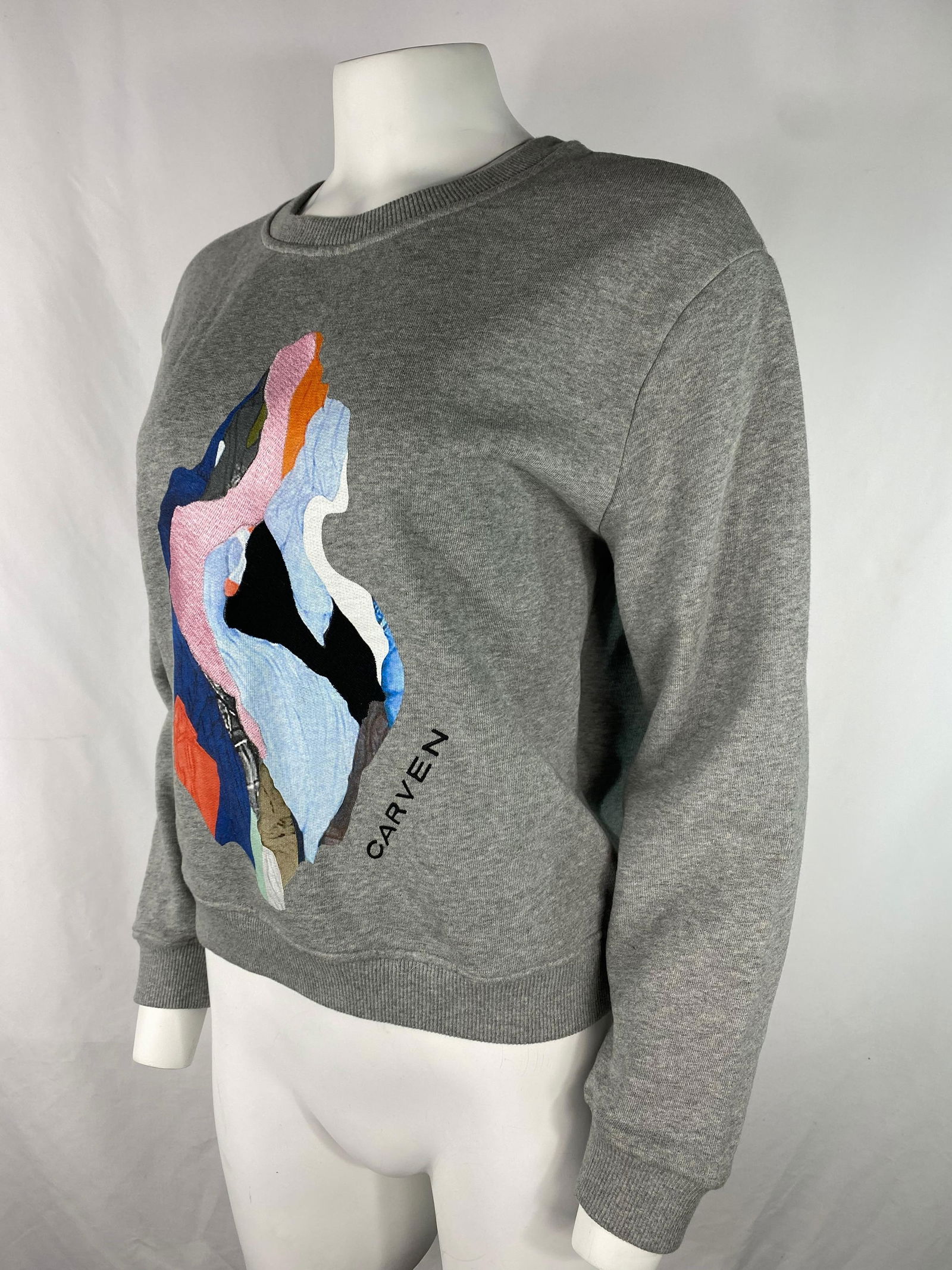Carven Grey Sweatshirt Pullover Top, Size Medium - 12