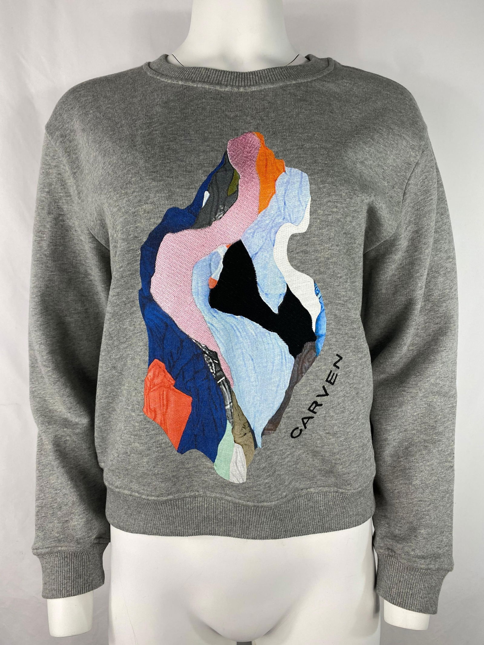 Carven Grey Sweatshirt Pullover Top, Size Medium - 9