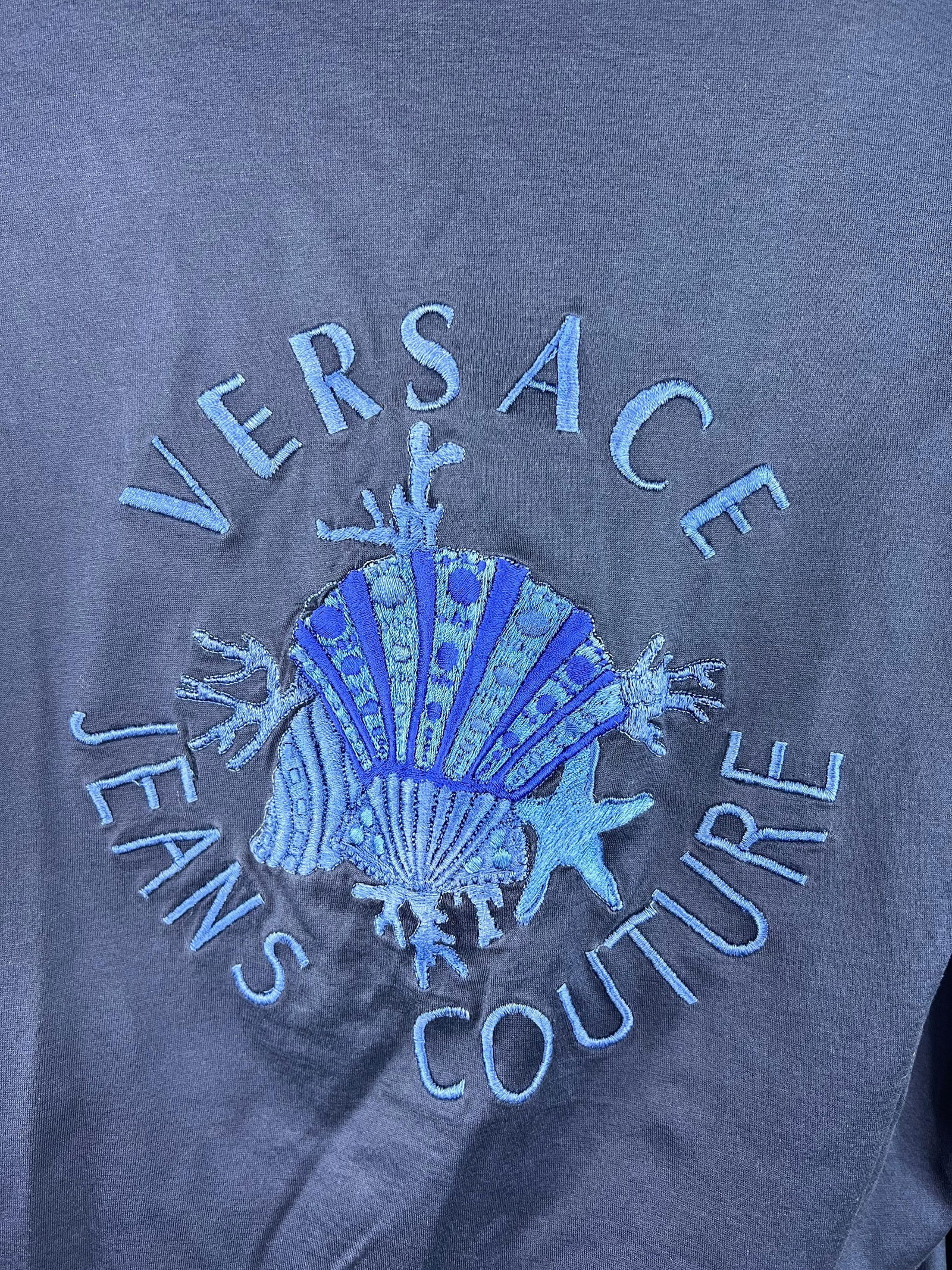 Vintage Versace Jeans Couture Navy Top, Size Large - 11