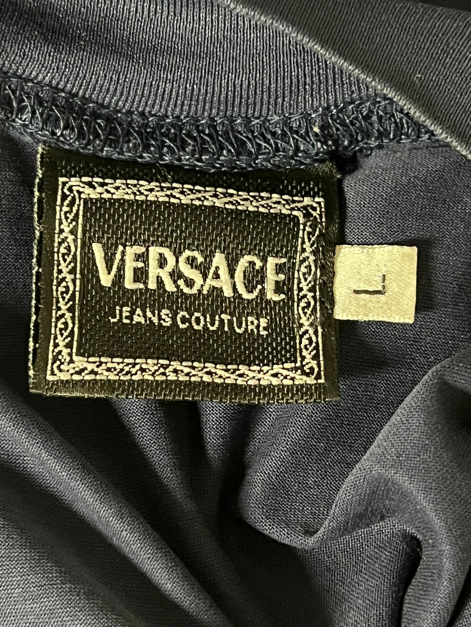 Vintage Versace Jeans Couture Navy Top, Size Large - 4