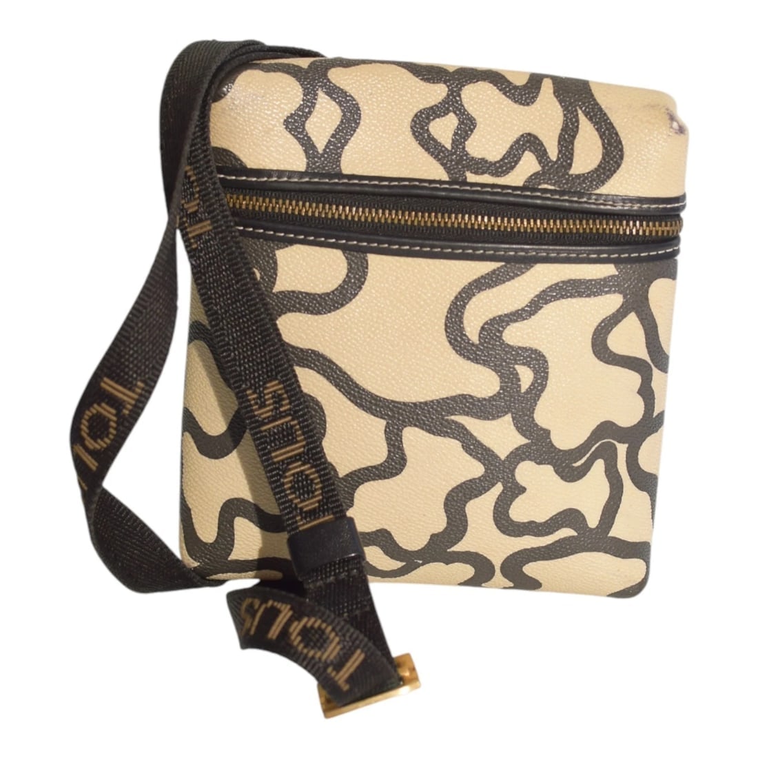 TOUS Black & Cream Bear Signature Small Messenger Crossbody Style Bag Handbag: Title:TOUS Black & Cream Bear Signature Small Messenger Crossbody Style Bag HandbagDescription:TOUS Kaos Black & Cream Bear Signature Small Messenger Crossbody Style Bag Handbag Stylish and modern,