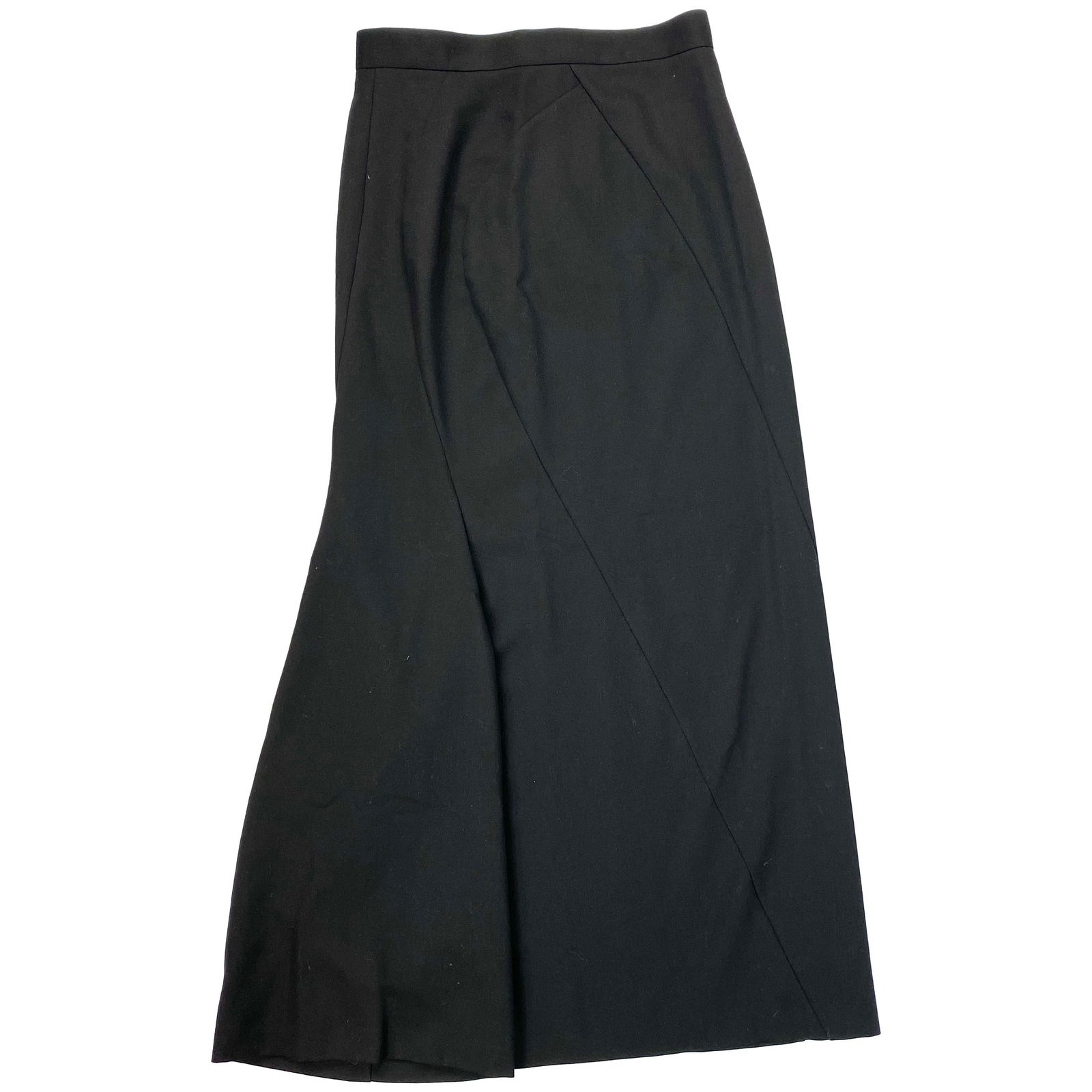 Junya Watanabe Comme des Garcons Black Skirt, Size Medium: Product details: Featuring maxi length skirt with rear zip and hook closure and black silk ribbon detail design on the back. Made in Japan. Reserve: $392.00 