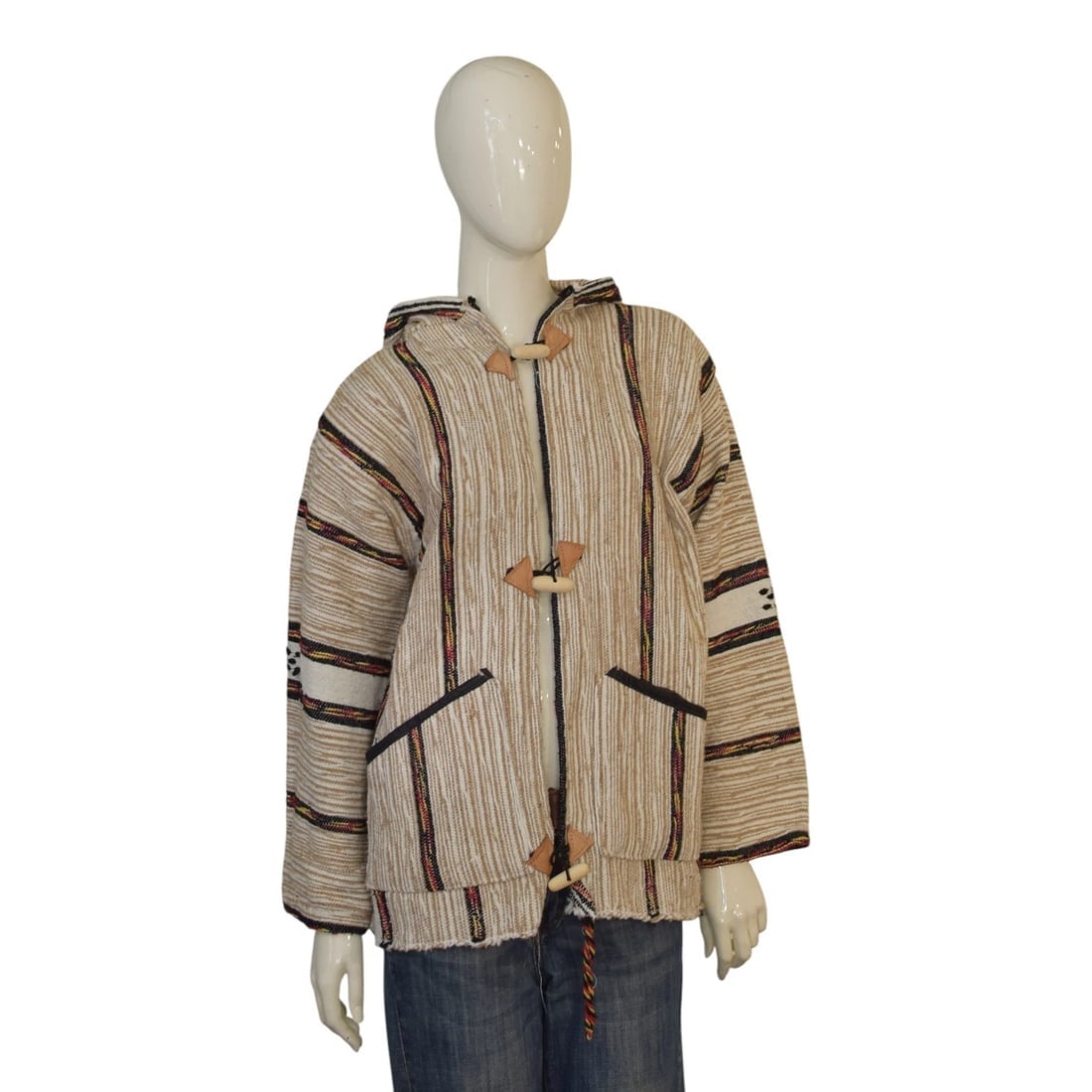 Authentic Bedouin-Style Handwoven Jacket – Made in Morocco - Unisex: Title:Authentic Bedouin-Style Handwoven Jacket – Made in Morocco - UnisexDescription:Roberto Cavalli Black Gray Fur Silver Shine Knit Cardigan Cardi Jacket sz M Authentic Bedouin-Style