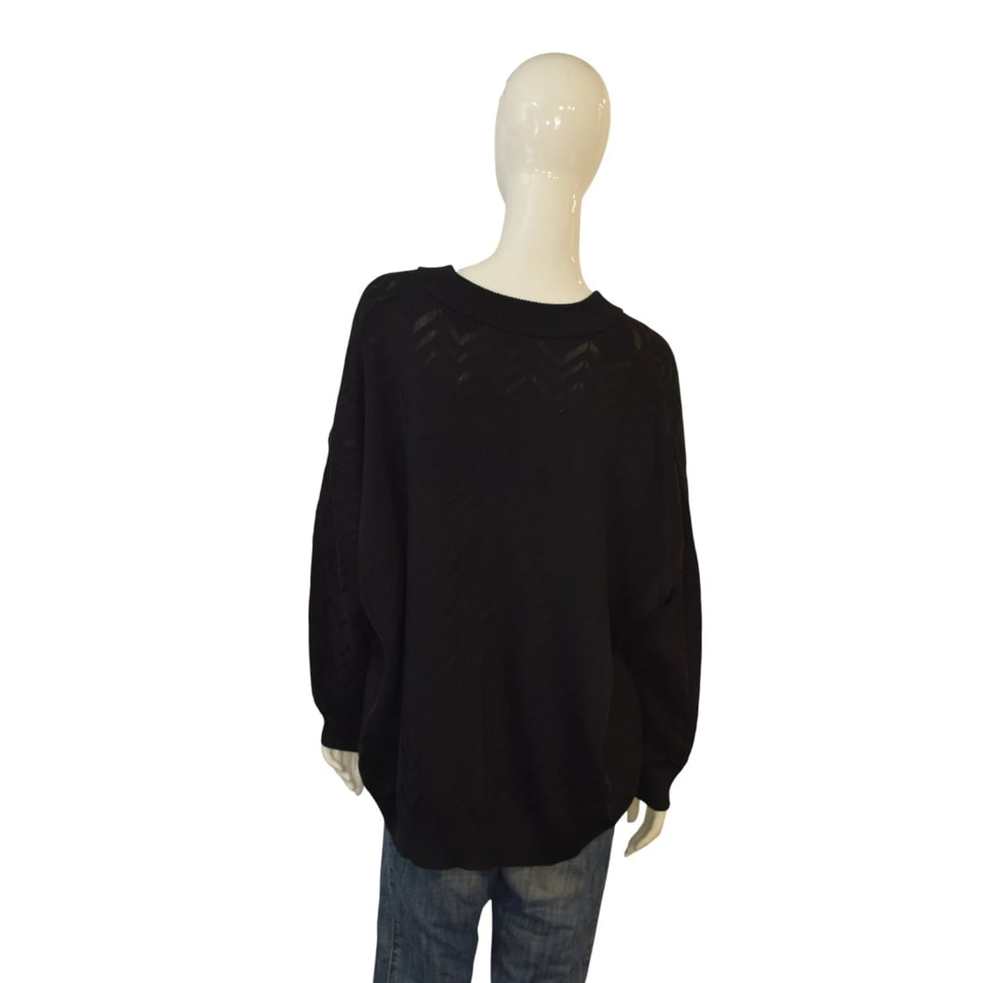 Missoni Black Chevron Knit Oversized V-Neck Sweater IT42 / M – Wool blend - 5